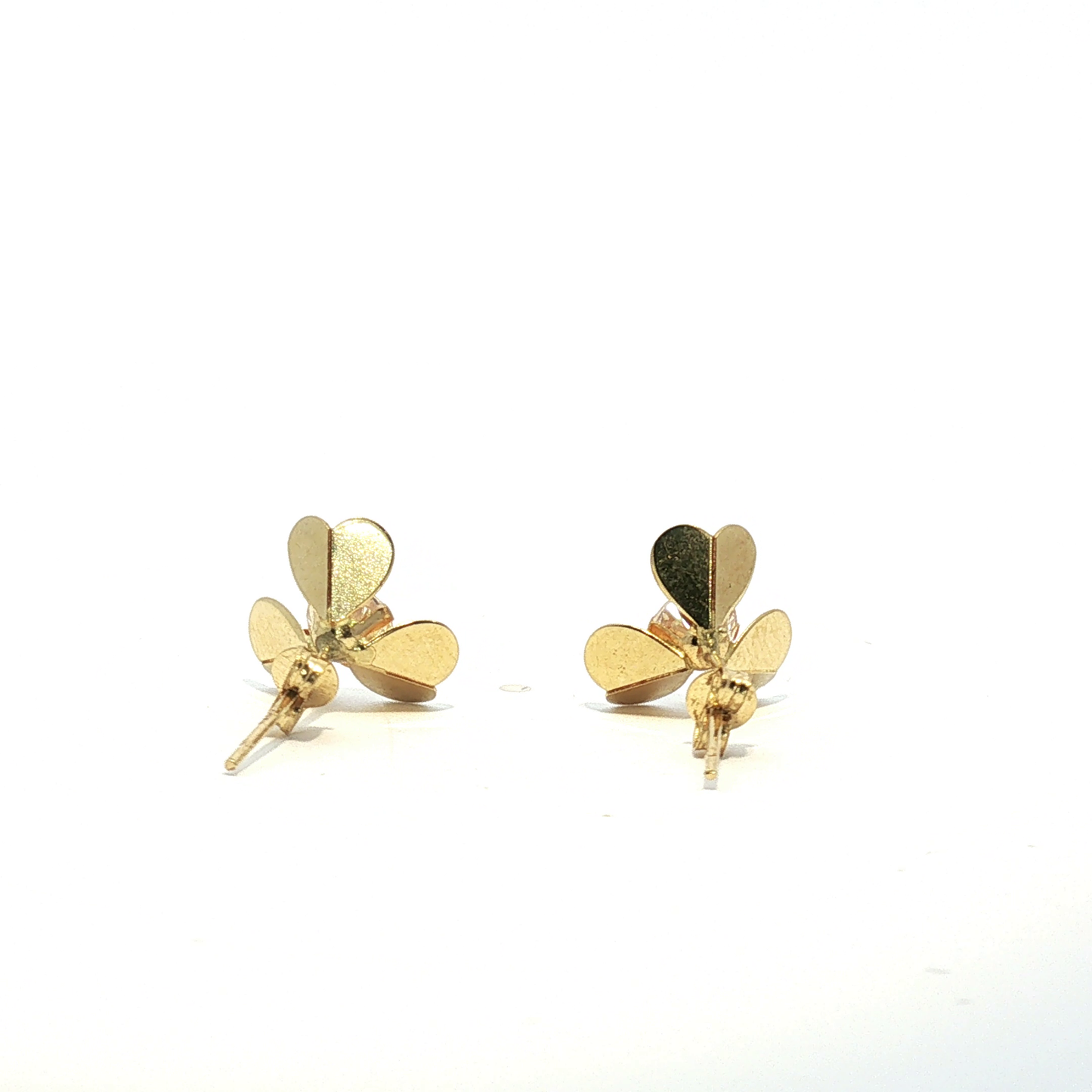 18K Yellow Gold Zircon Flower Stud Earrings