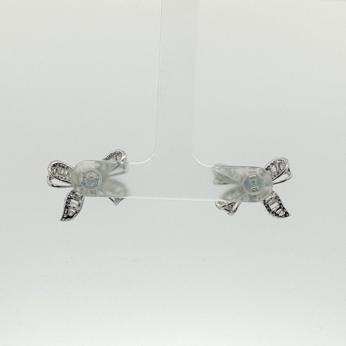 Diamond Bow Stud Earrings in White Gold
