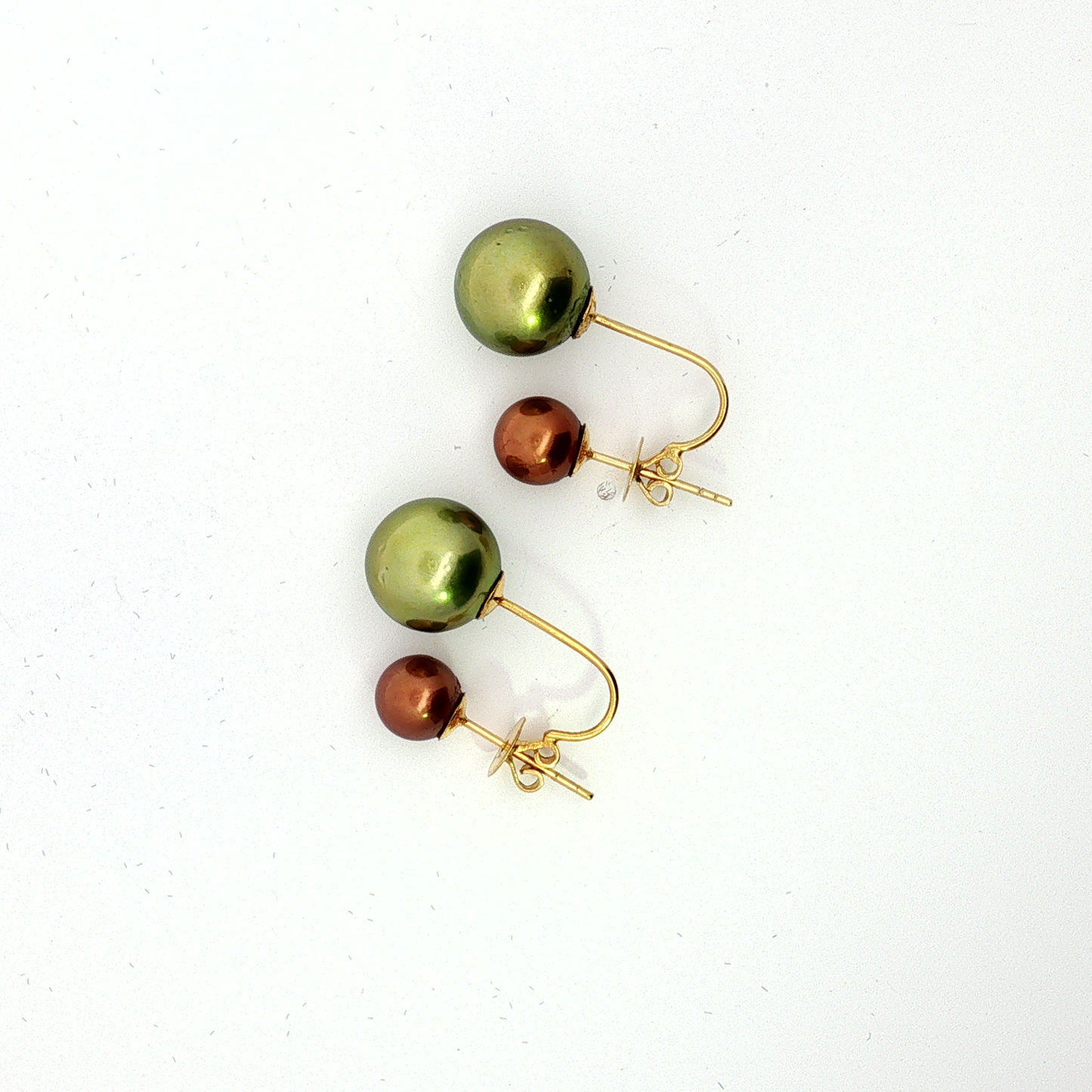 Two-Tone Pearl Wrap Earrings in Yellow Gold