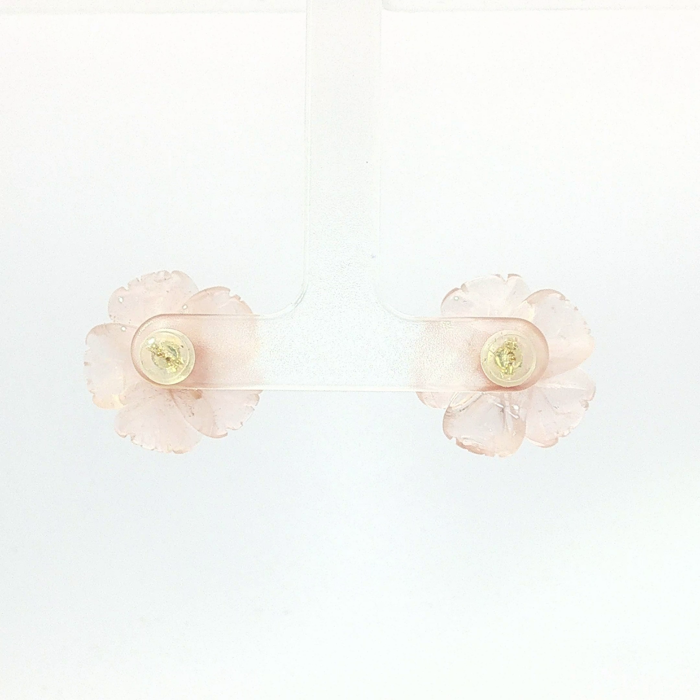 Carved Flower Coral Stud Earrings in Yellow Gold