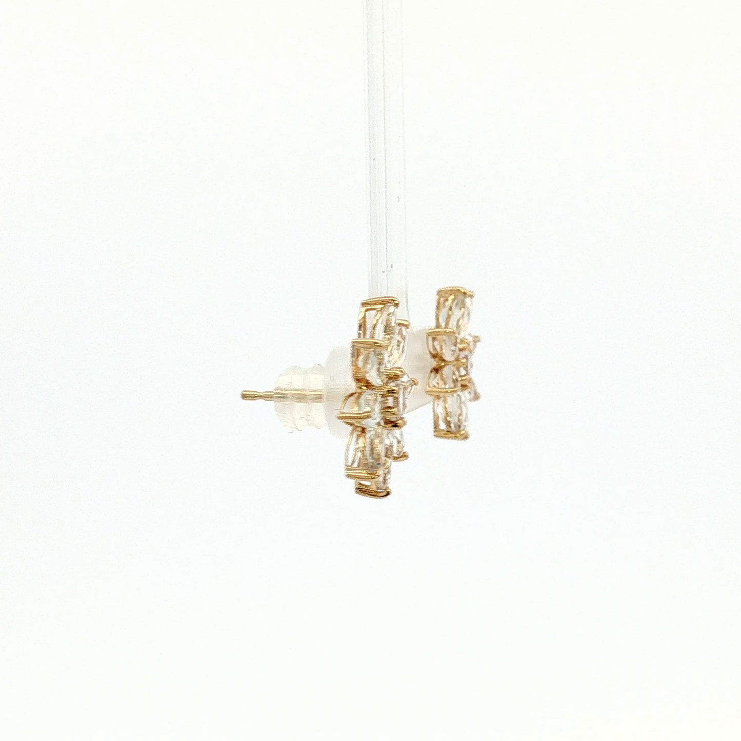 Diamond Floral Starburst Stud Earrings in Yellow Gold