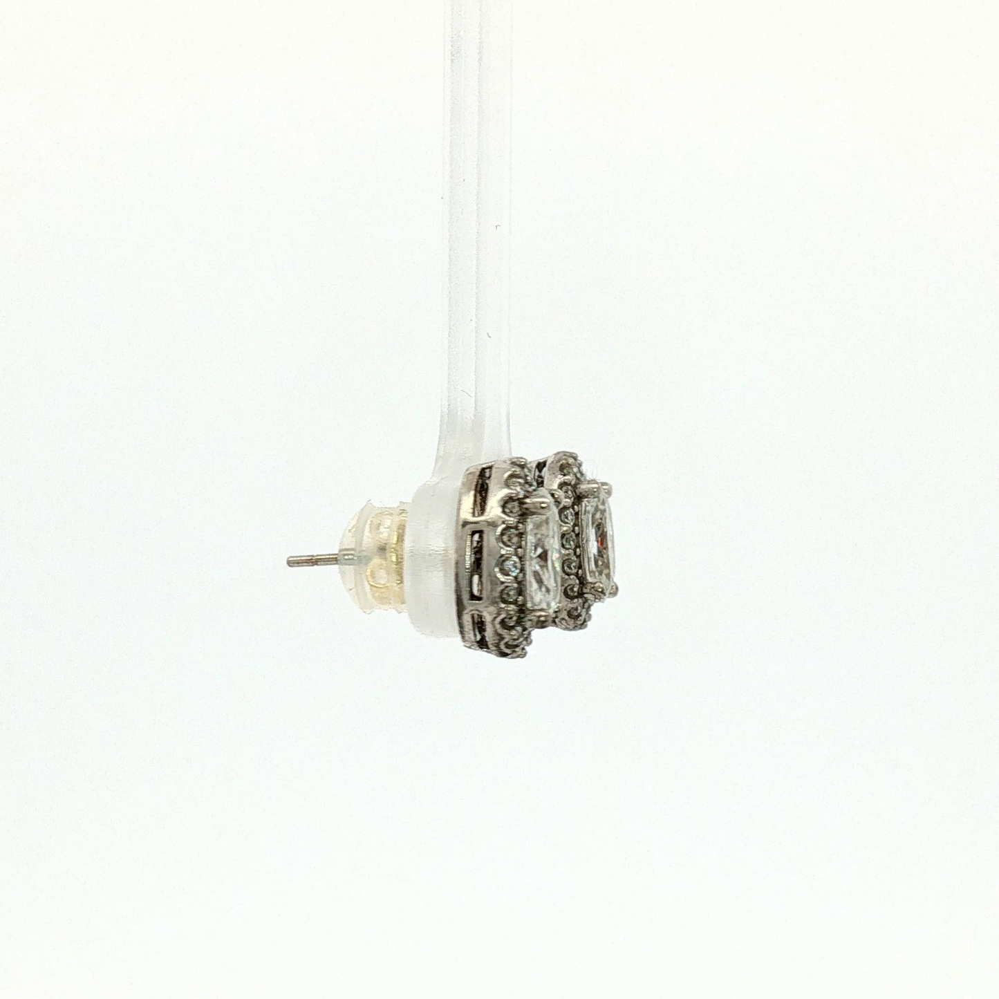 Oval Diamond Halo Stud Earrings in White Gold