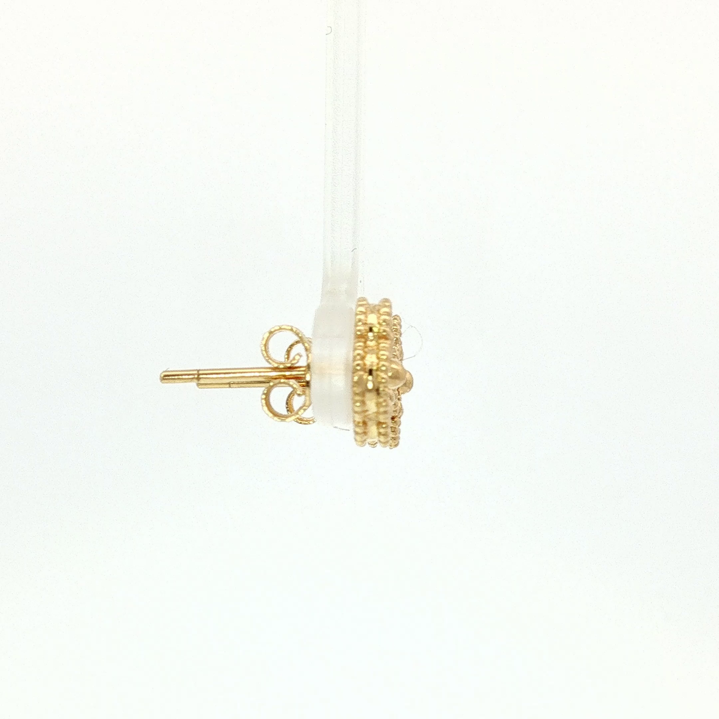 Textured Clover Motif Stud Earrings in Yellow Gold