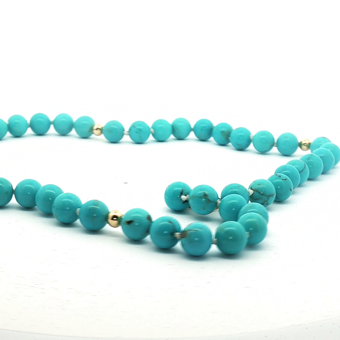 Sleeping Beauty Turquoise Beaded Necklace — 18K Yellow Gold