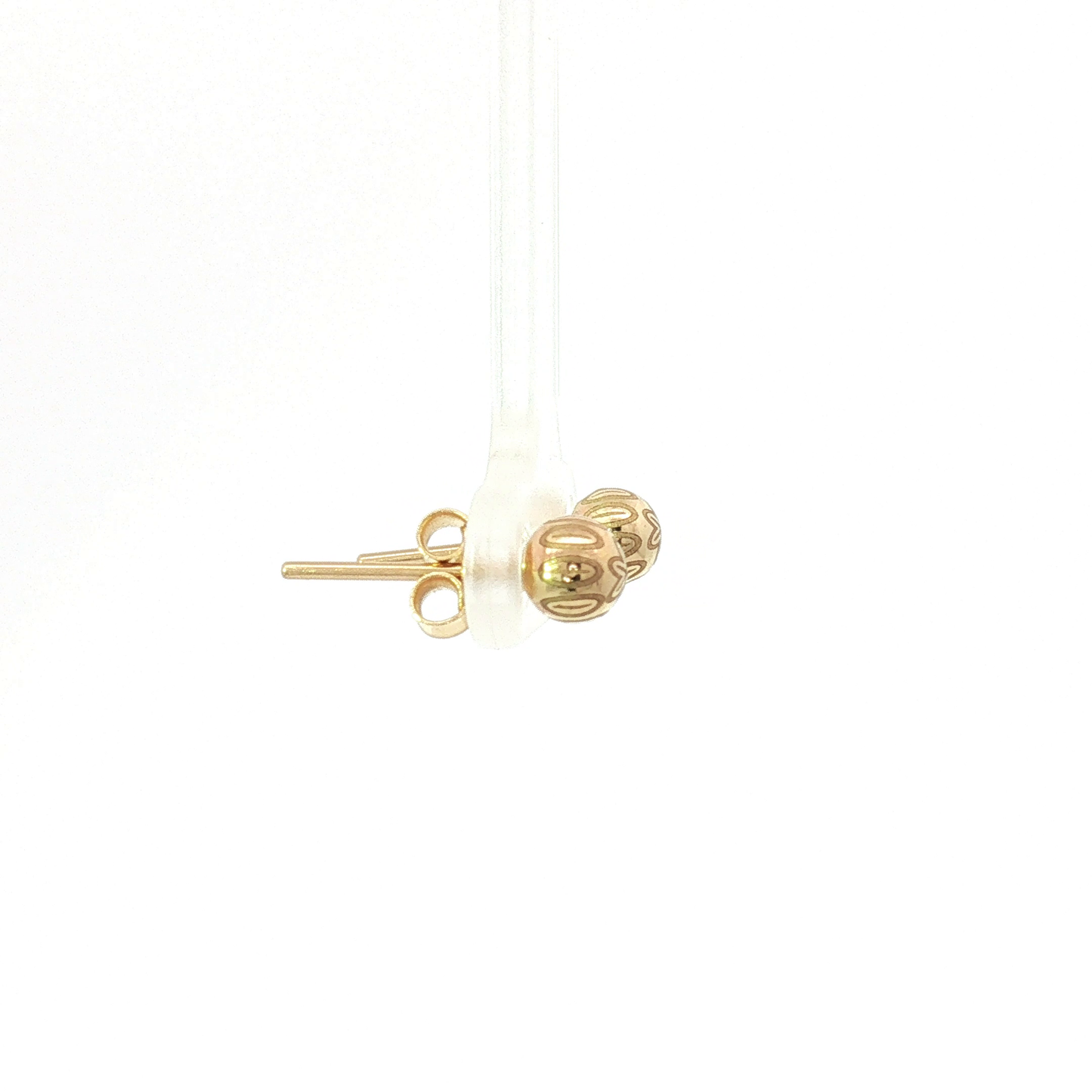Yellow Gold Floral Engraved Stud Earrings