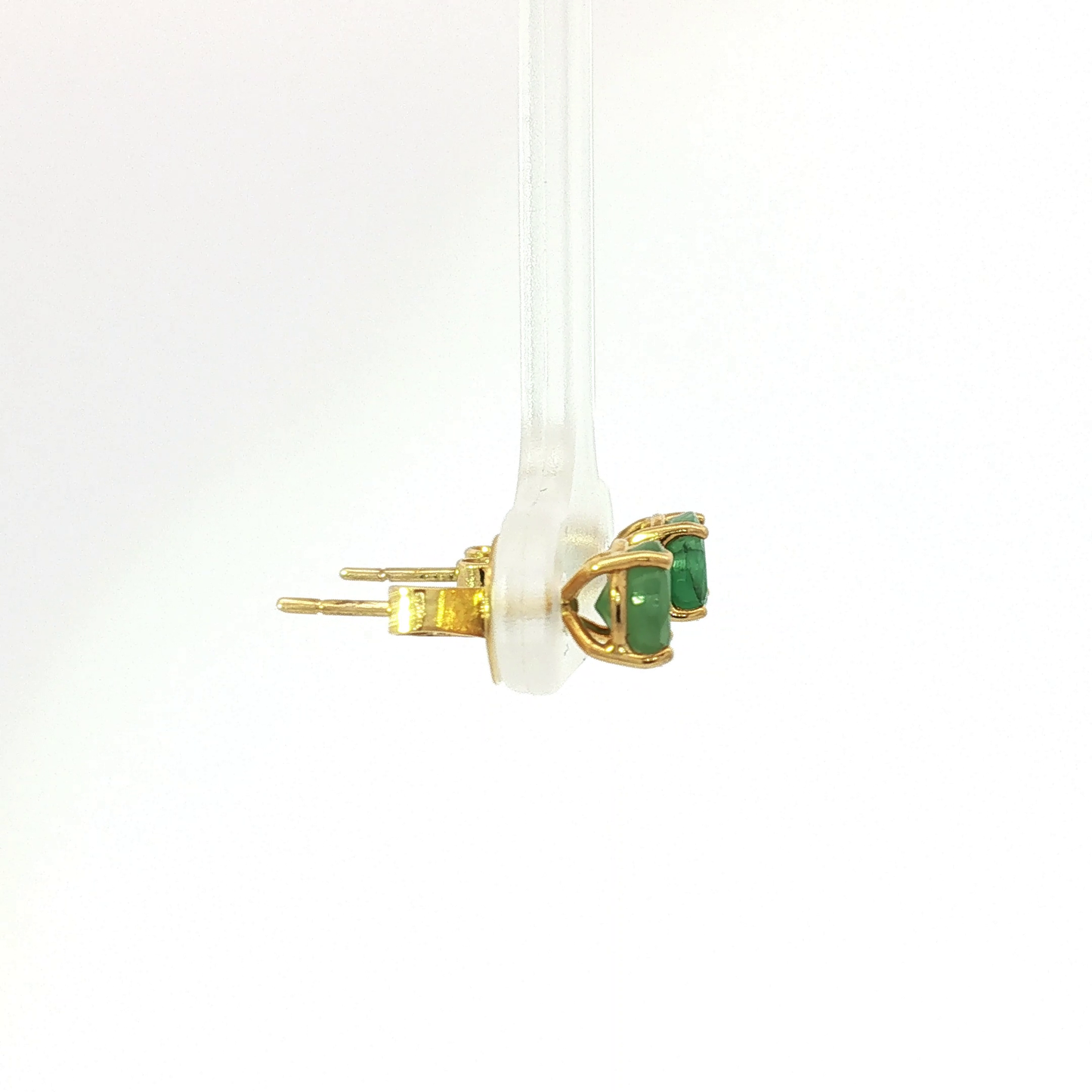 Round Emerald Stud Earrings in Yellow Gold