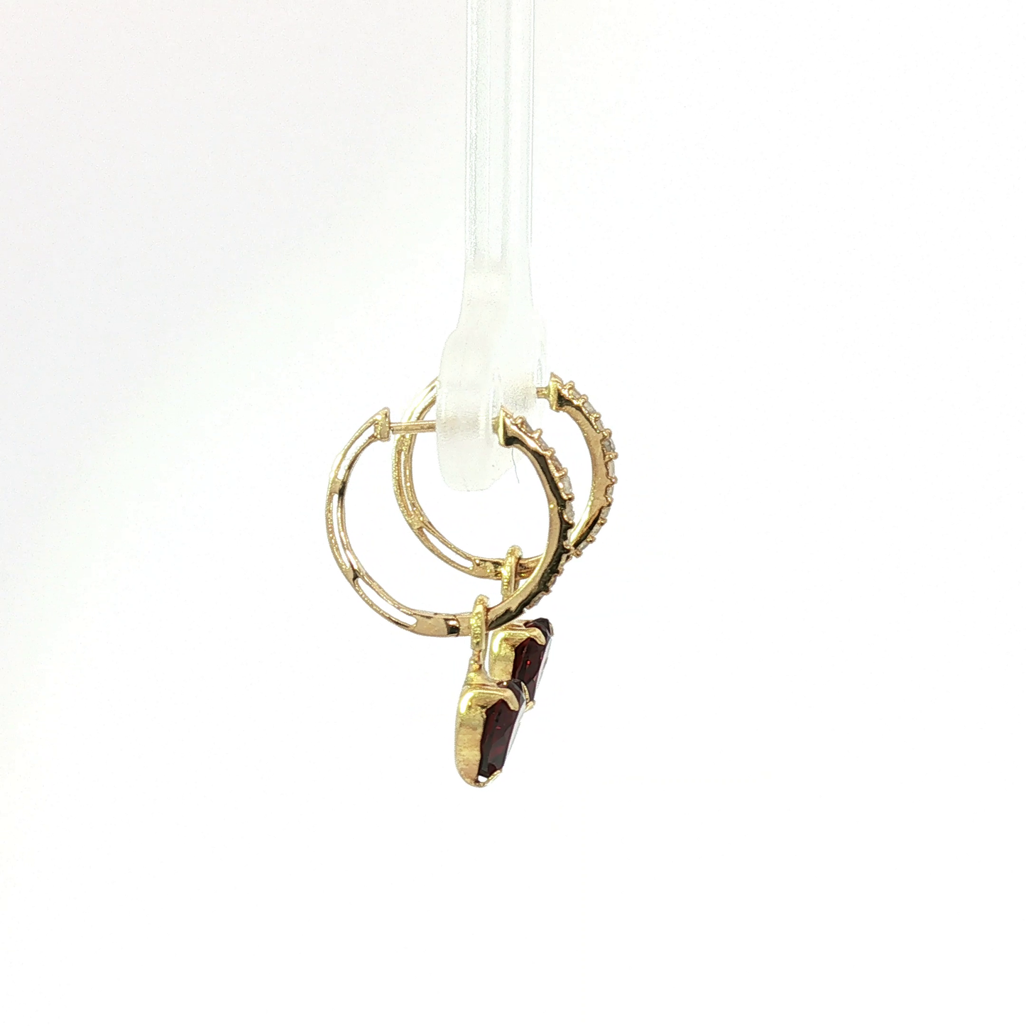 Heart-Shaped Garnet Drop Earrings in Yellow Gold