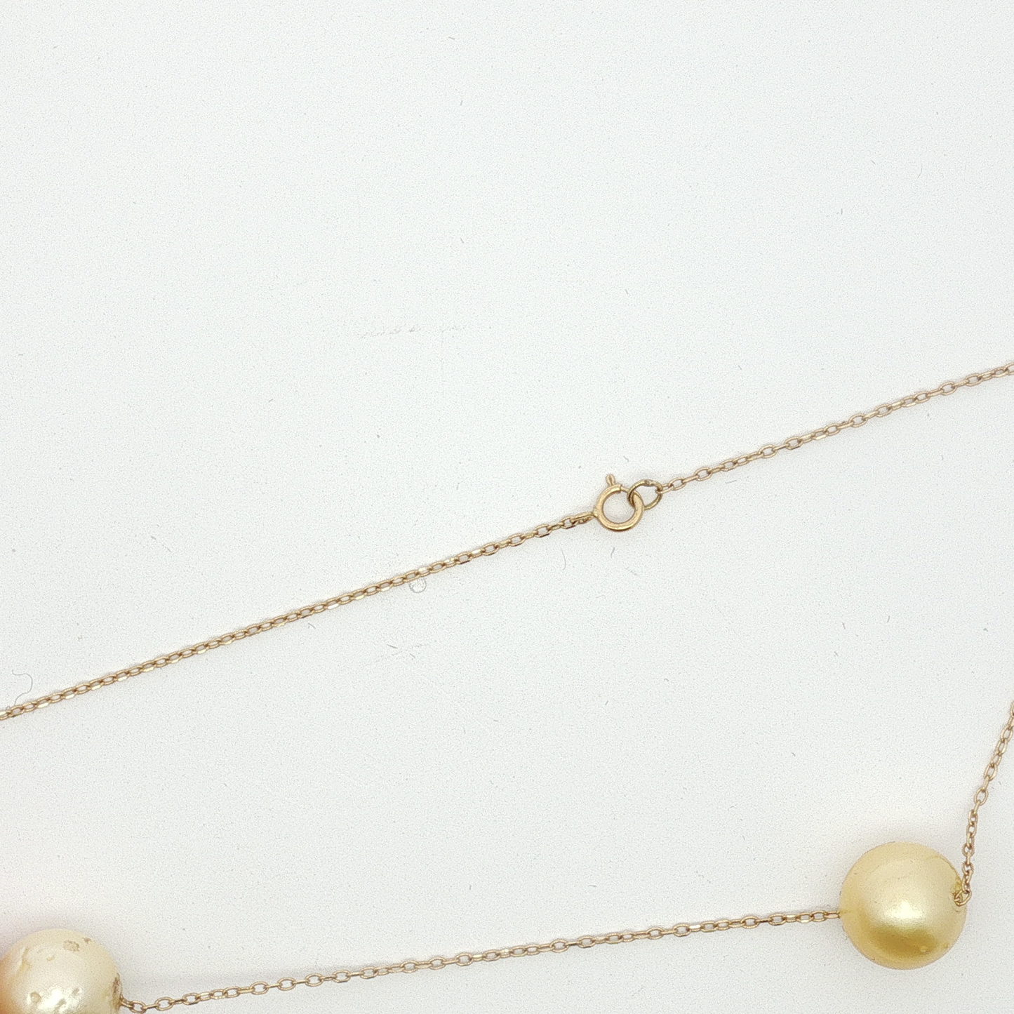 Classic Pearl Station Necklace in Yellow Gold