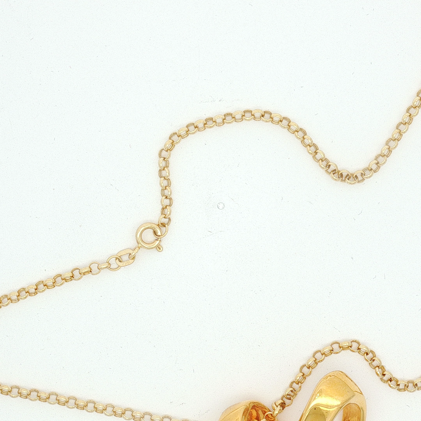 Yellow Gold Stylized Open Heart Charm Necklace