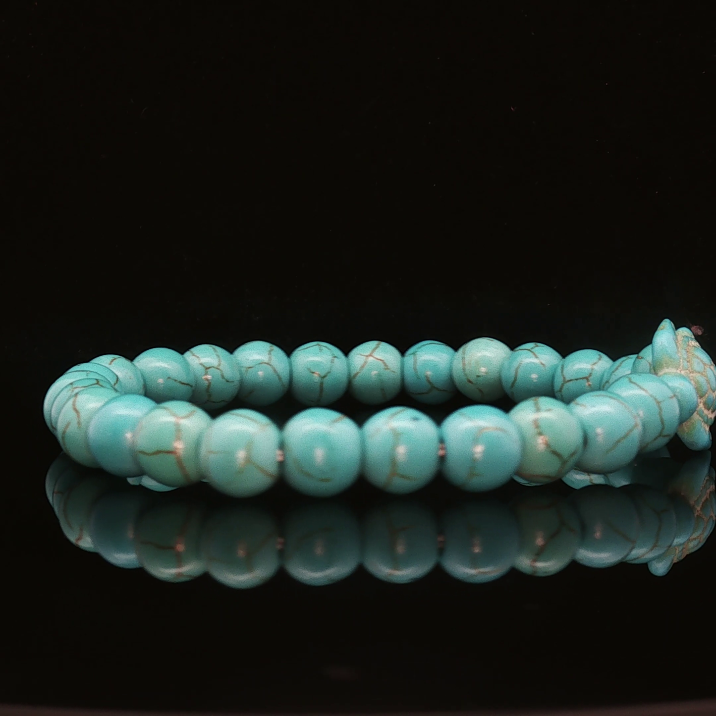 Turquoise Beaded Bracelet with Turtle Accent