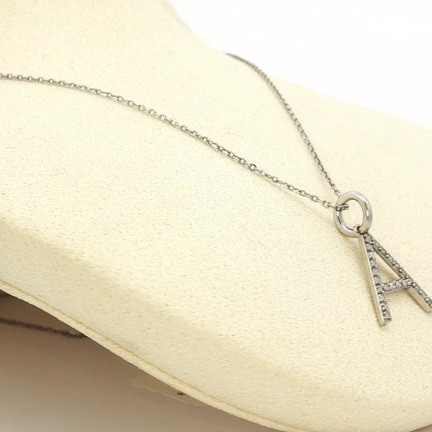 Diamond Initial 'A' Monogram Necklace in White Gold / YE-PG