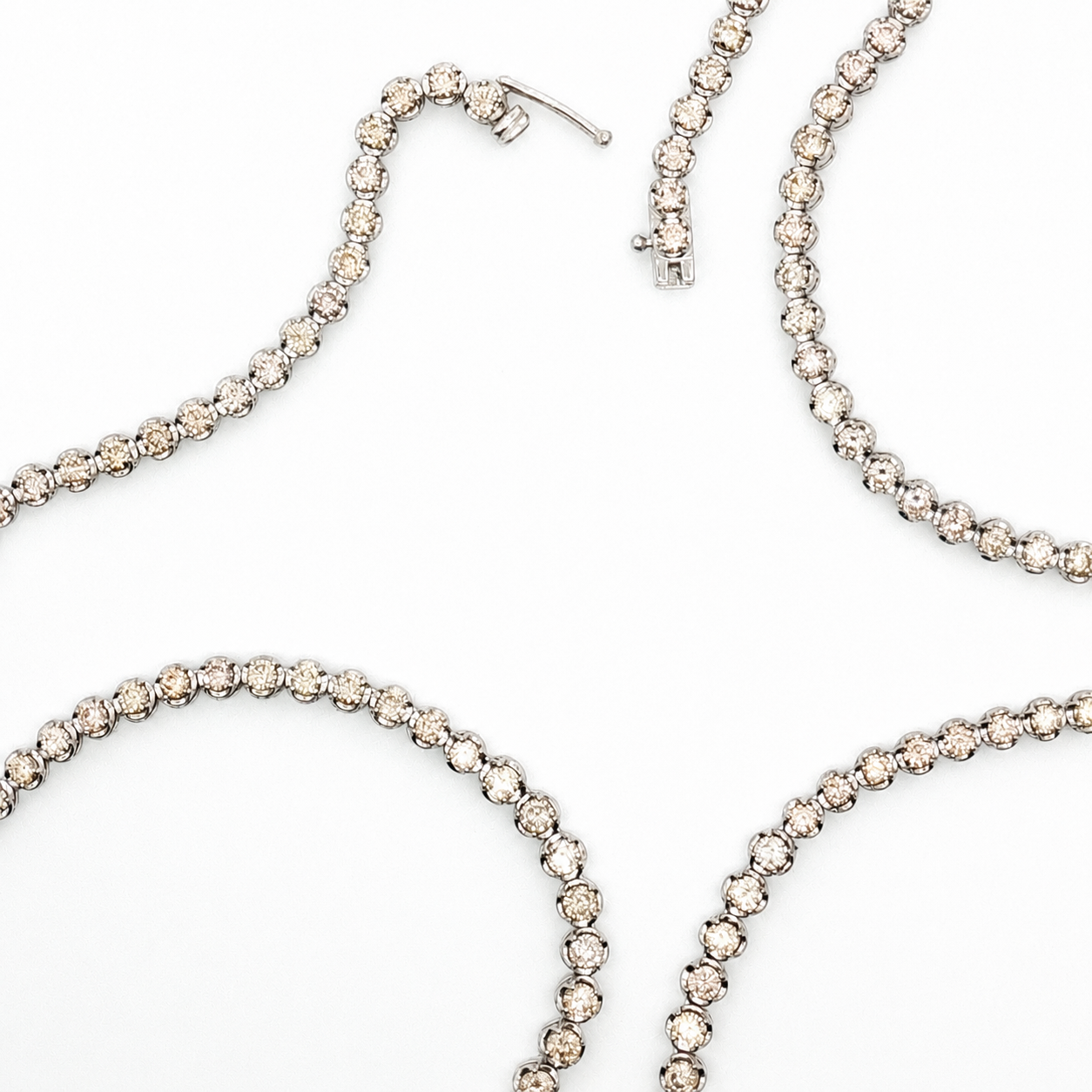 Bezel-Set Diamond Tennis Necklace in White Gold
