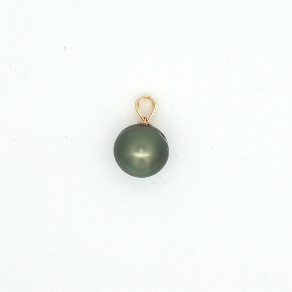 Dark Pearl Solitaire Pendant in Yellow Gold