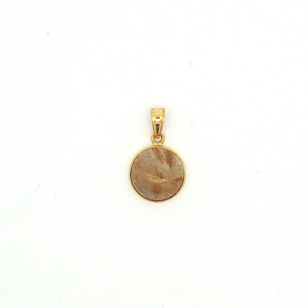Golden Rutilated Quartz Pendant in Yellow Gold