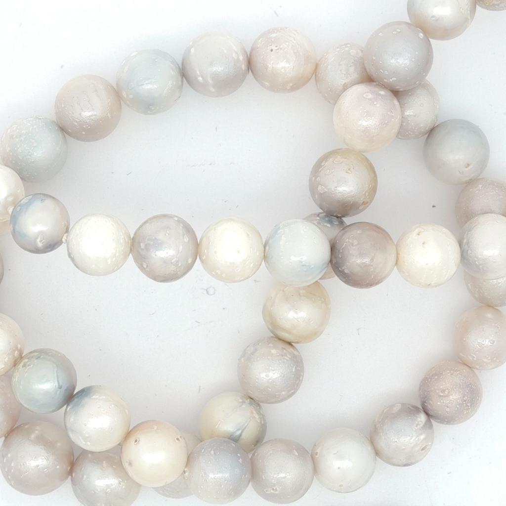 Multi-Tonal Textured Pearl Necklace with White Gold Clasp