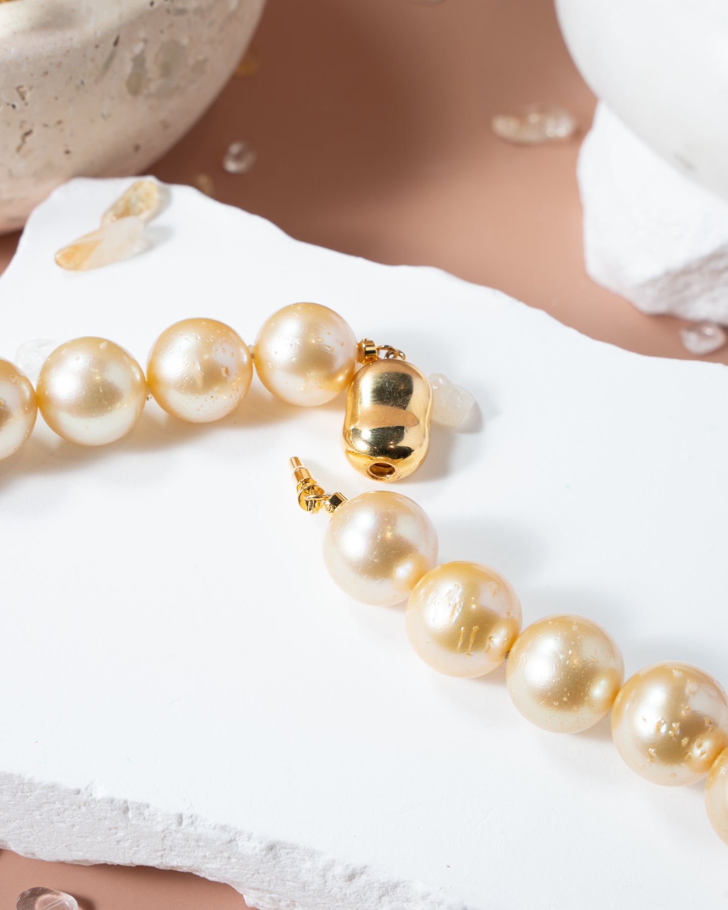 Authentic Champagne Colored Pear Necklace with Micron Lock