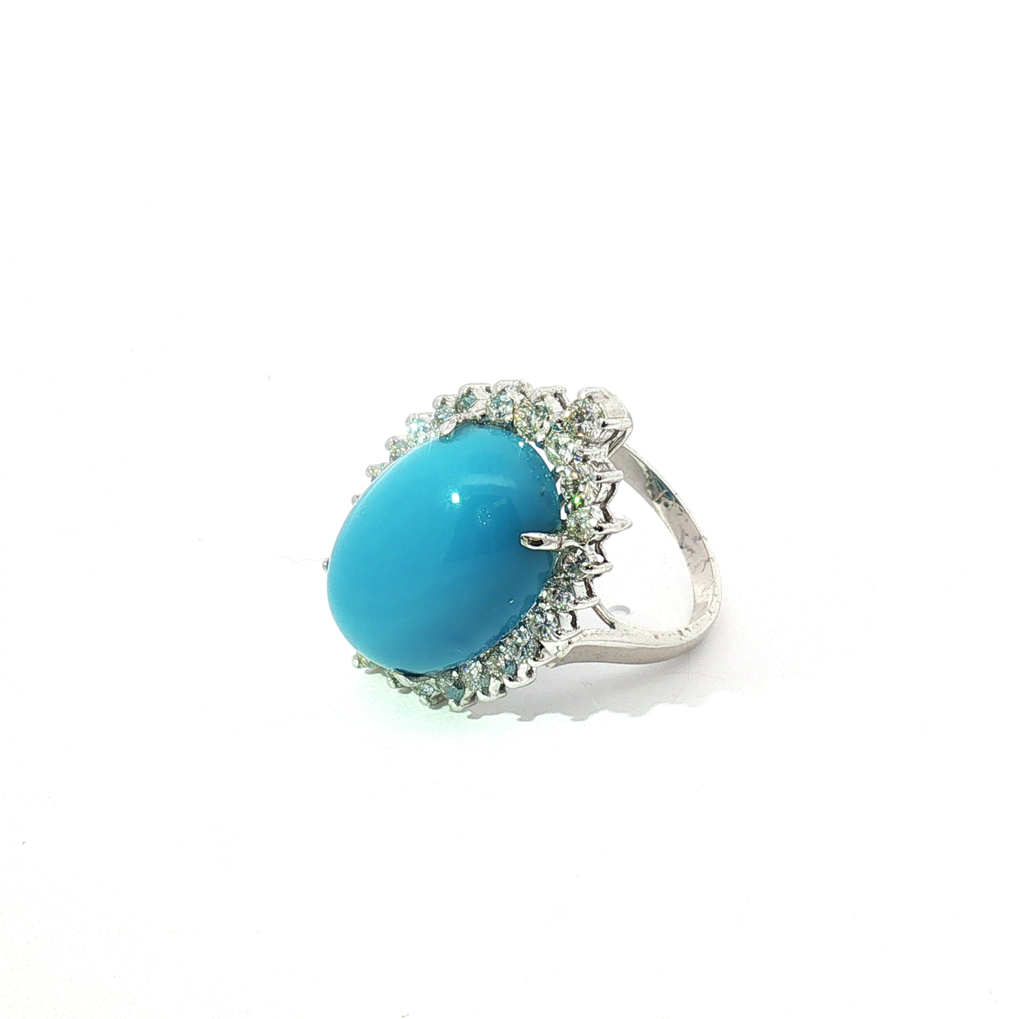 Sleeping Beauty Turquoise Diamond Halo Jewelry Set