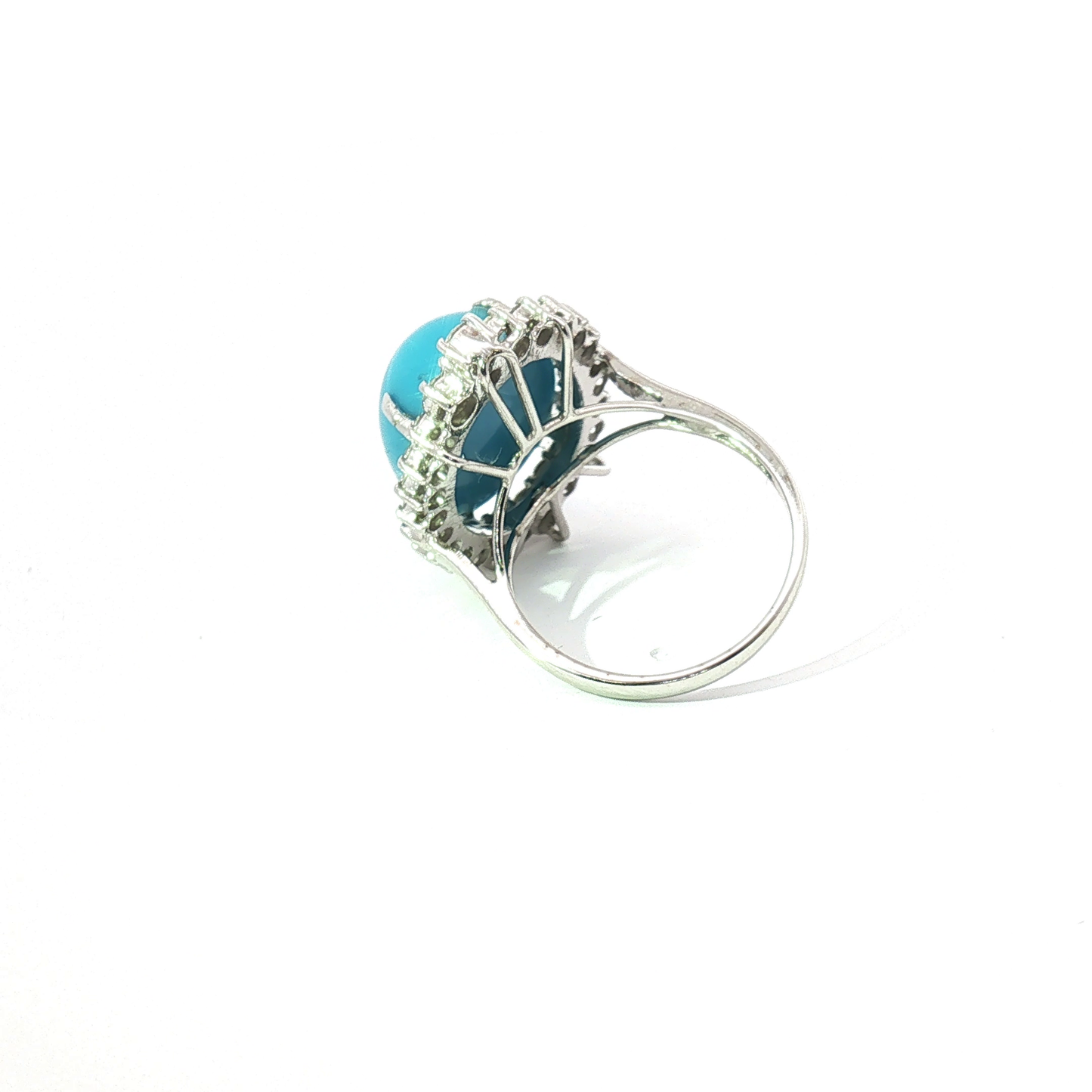 Sleeping Beauty Turquoise Diamond Halo Jewelry Set