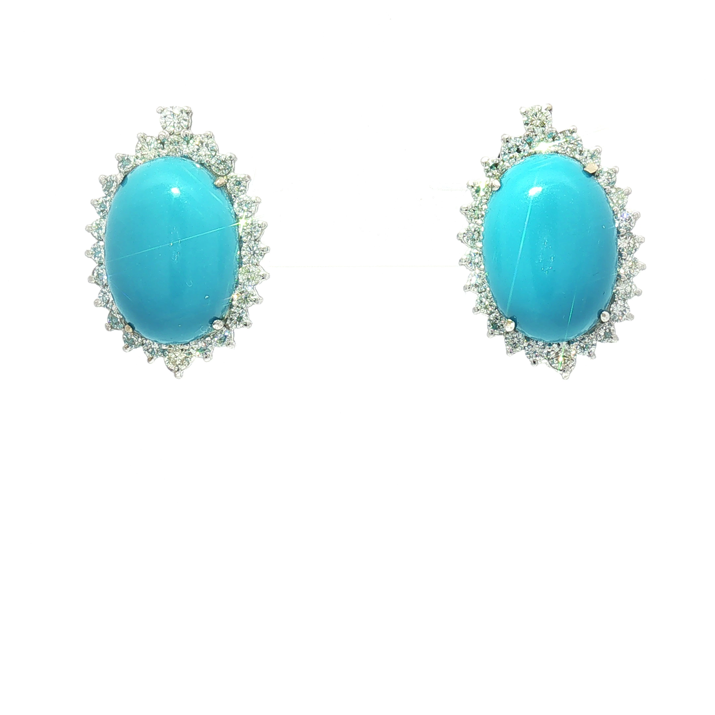 Sleeping Beauty Turquoise Diamond Halo Jewelry Set