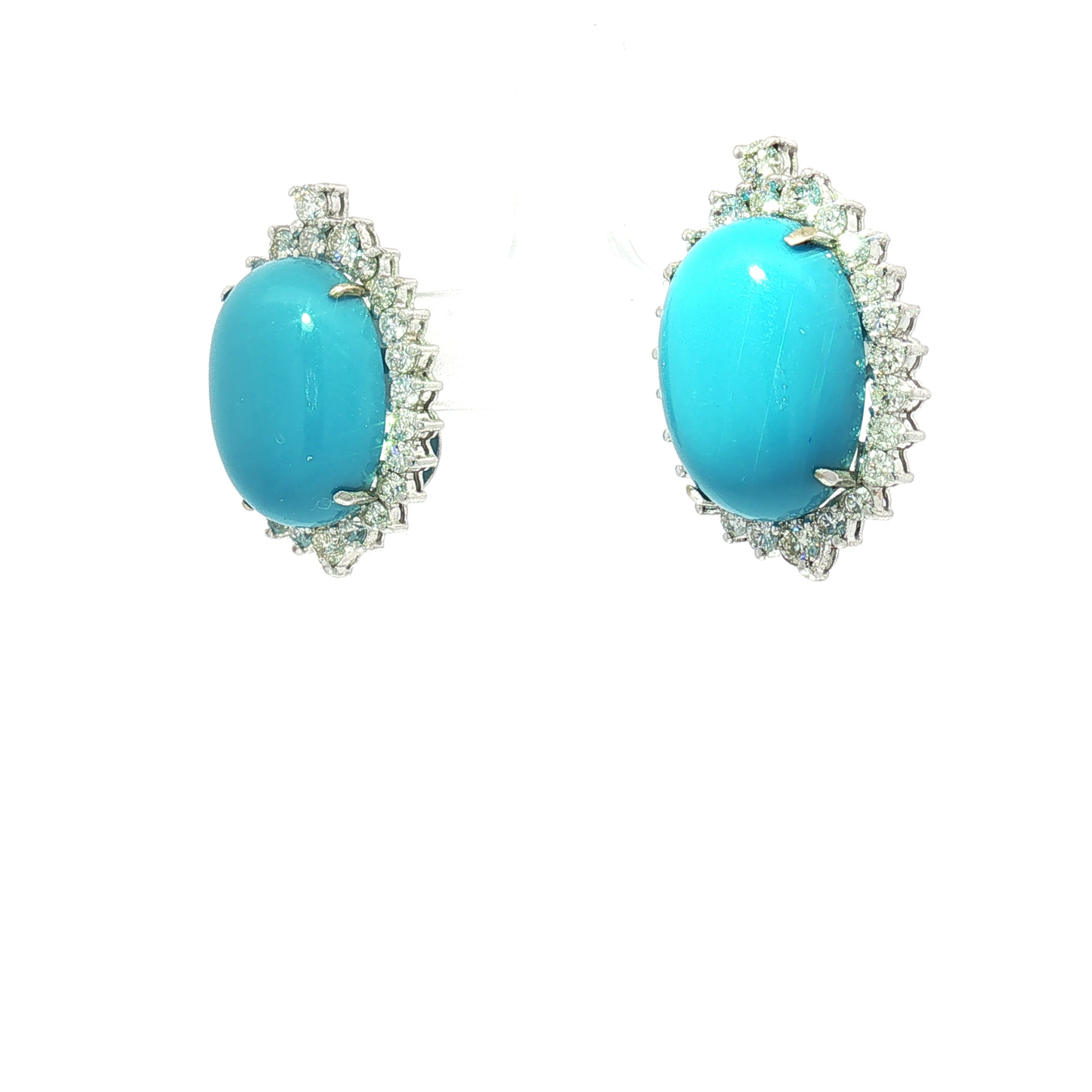 Sleeping Beauty Turquoise Diamond Halo Jewelry Set