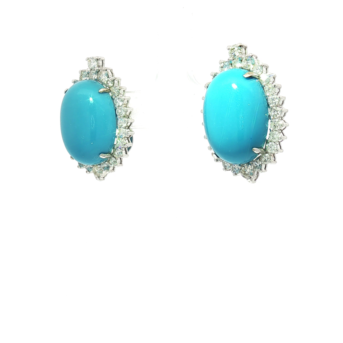 Sleeping Beauty Turquoise Diamond Halo Jewelry Set