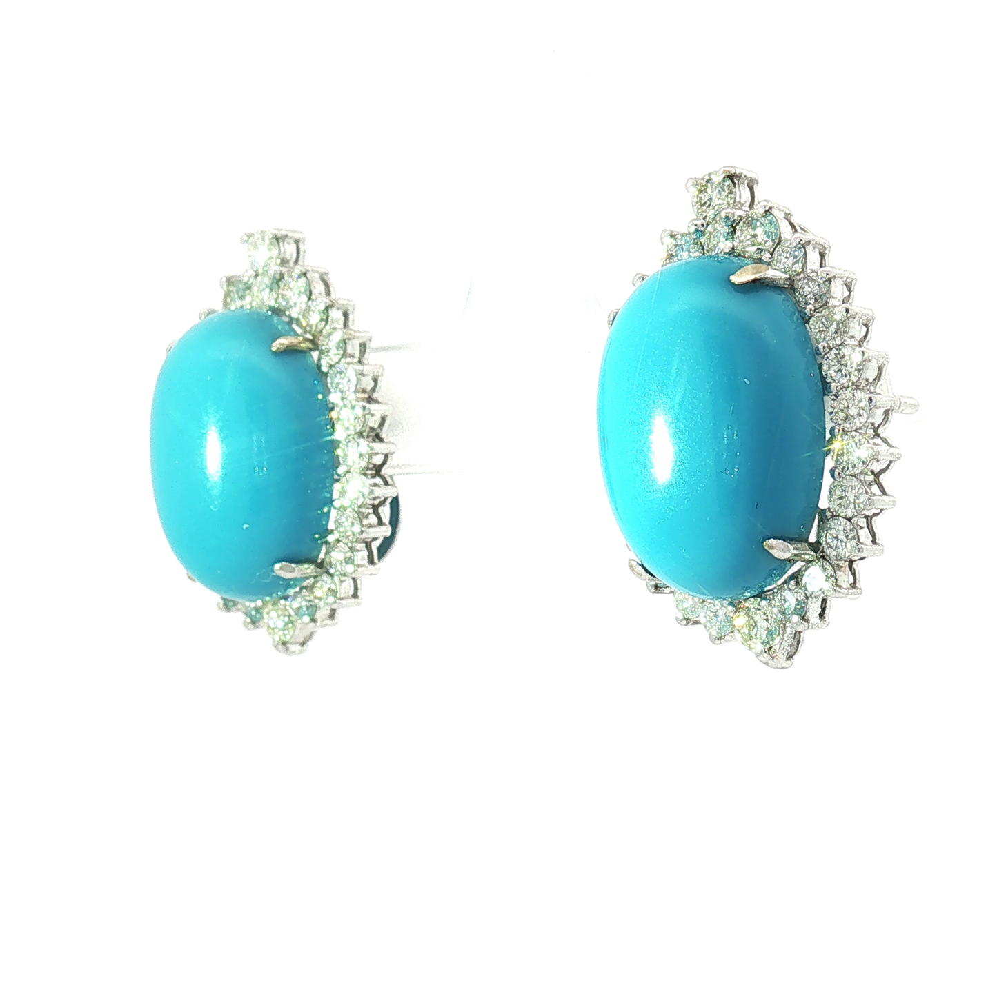 Sleeping Beauty Turquoise Diamond Halo Jewelry Set