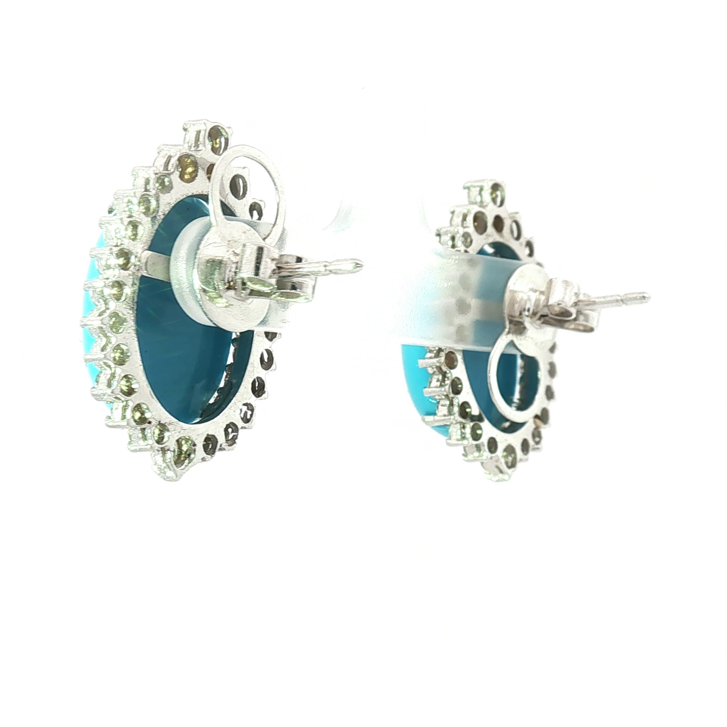 Sleeping Beauty Turquoise Diamond Halo Jewelry Set