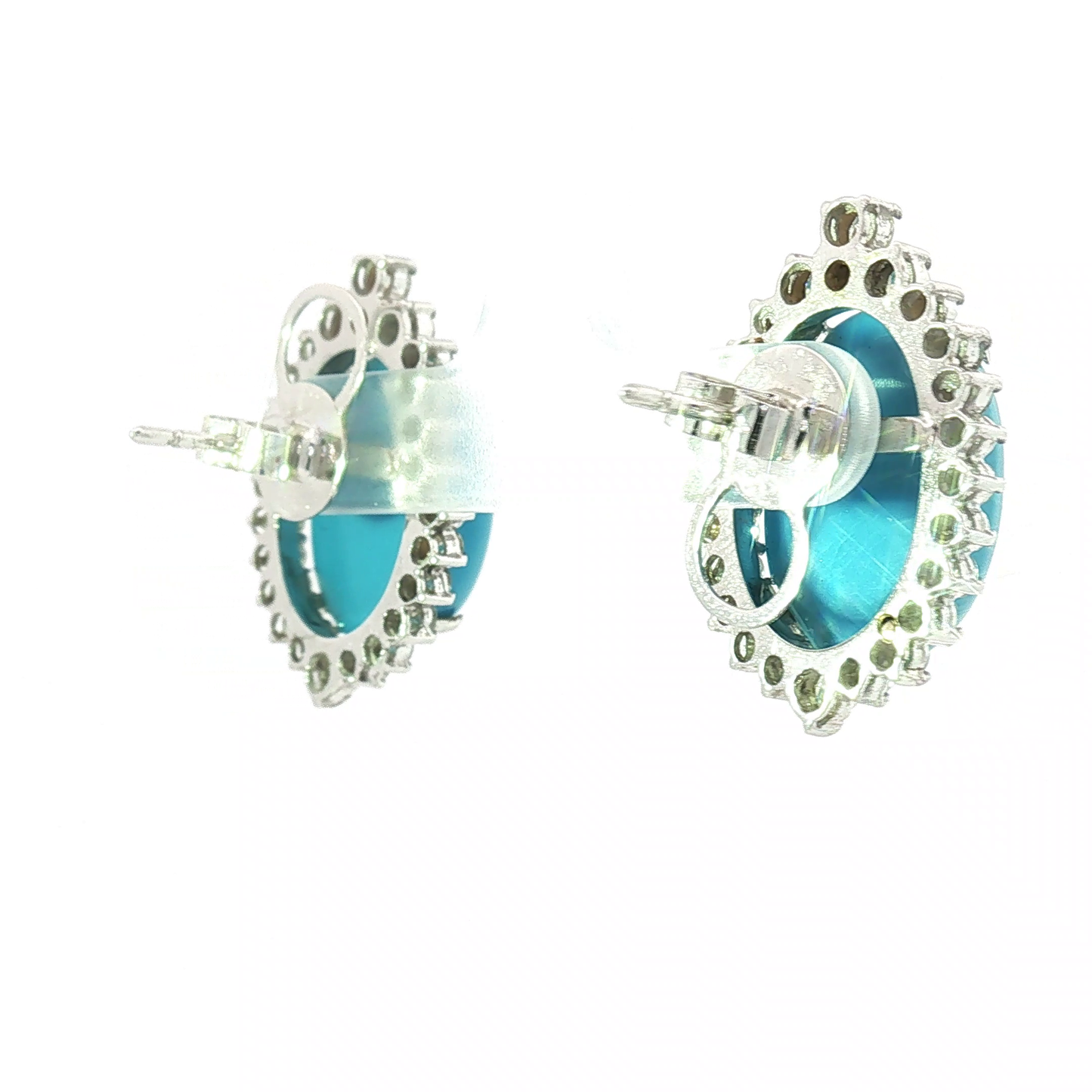 Sleeping Beauty Turquoise Diamond Halo Jewelry Set