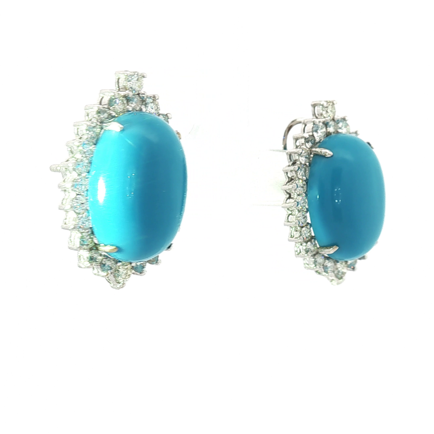 Sleeping Beauty Turquoise Diamond Halo Jewelry Set