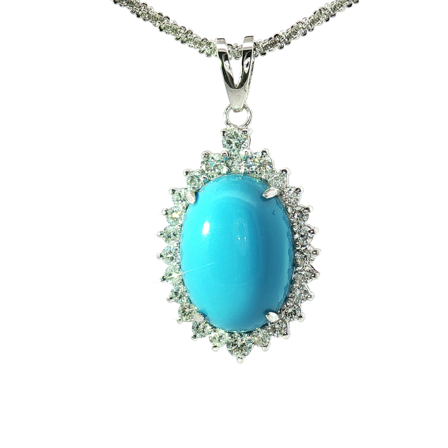 Sleeping Beauty Turquoise Diamond Halo Jewelry Set