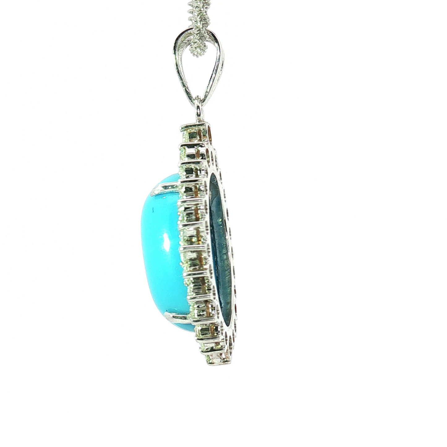 Sleeping Beauty Turquoise Diamond Halo Jewelry Set