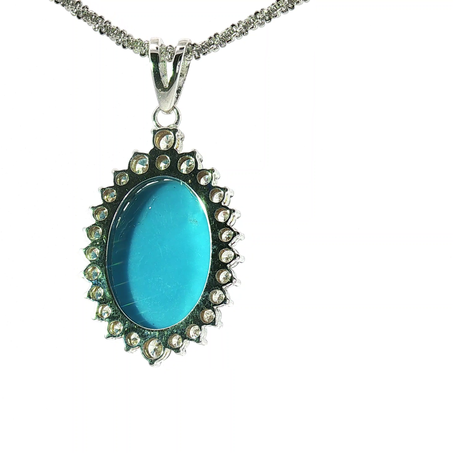 Sleeping Beauty Turquoise Diamond Halo Jewelry Set