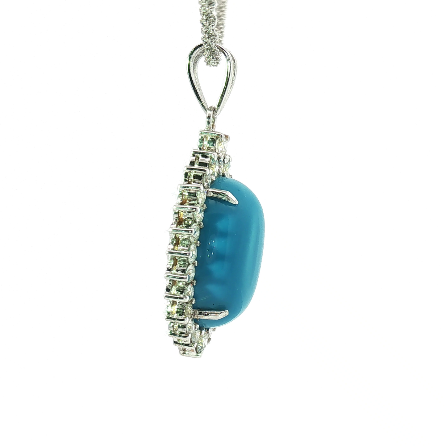 Sleeping Beauty Turquoise Diamond Halo Jewelry Set