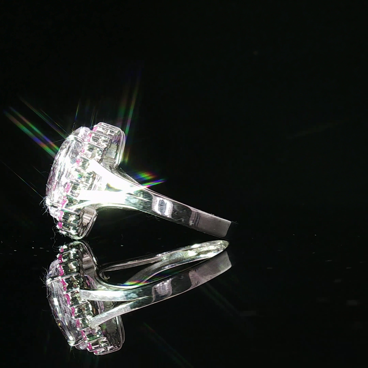 White Gold Pink Morganite and Sapphire Halo Jewelry Set