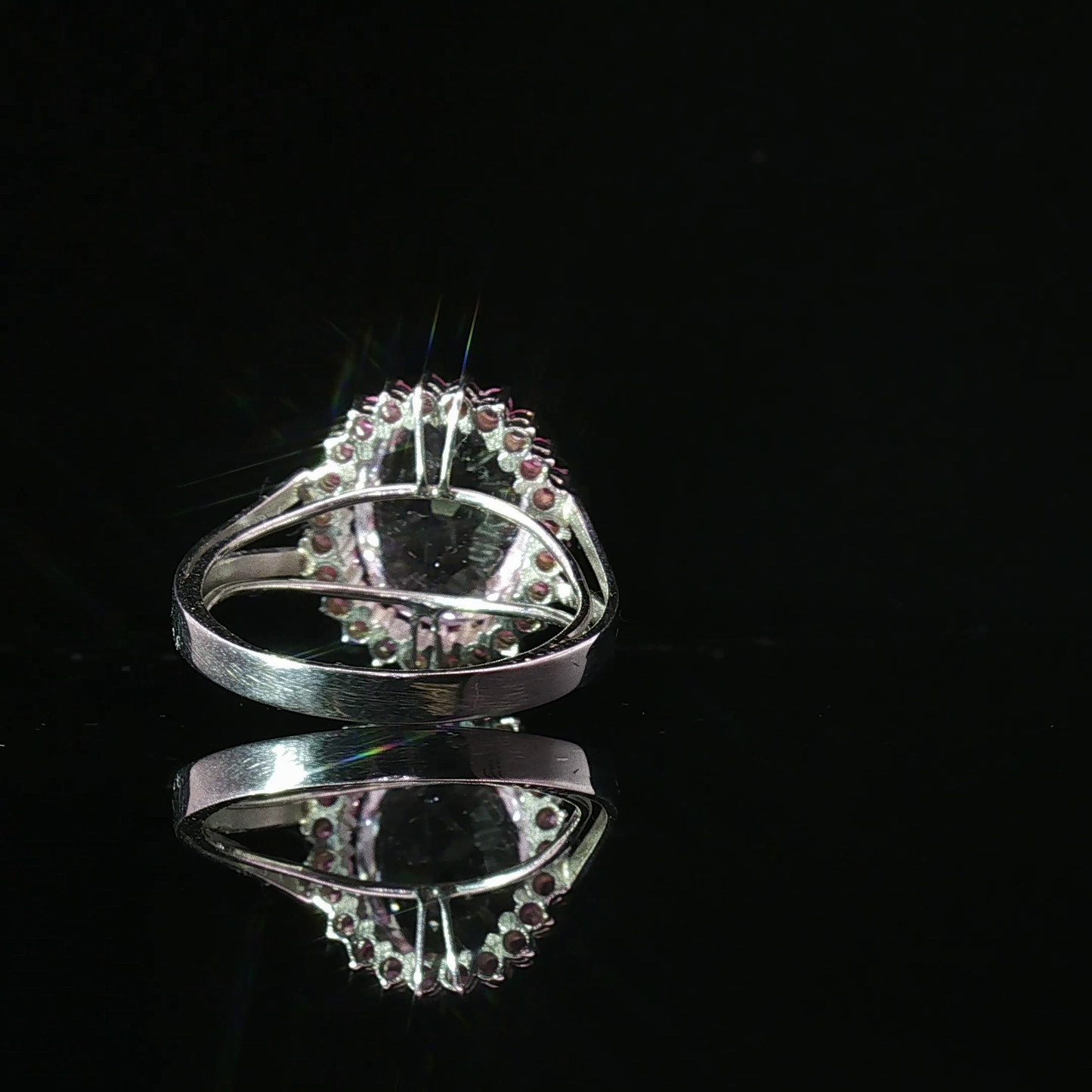 White Gold Pink Morganite and Sapphire Halo Jewelry Set