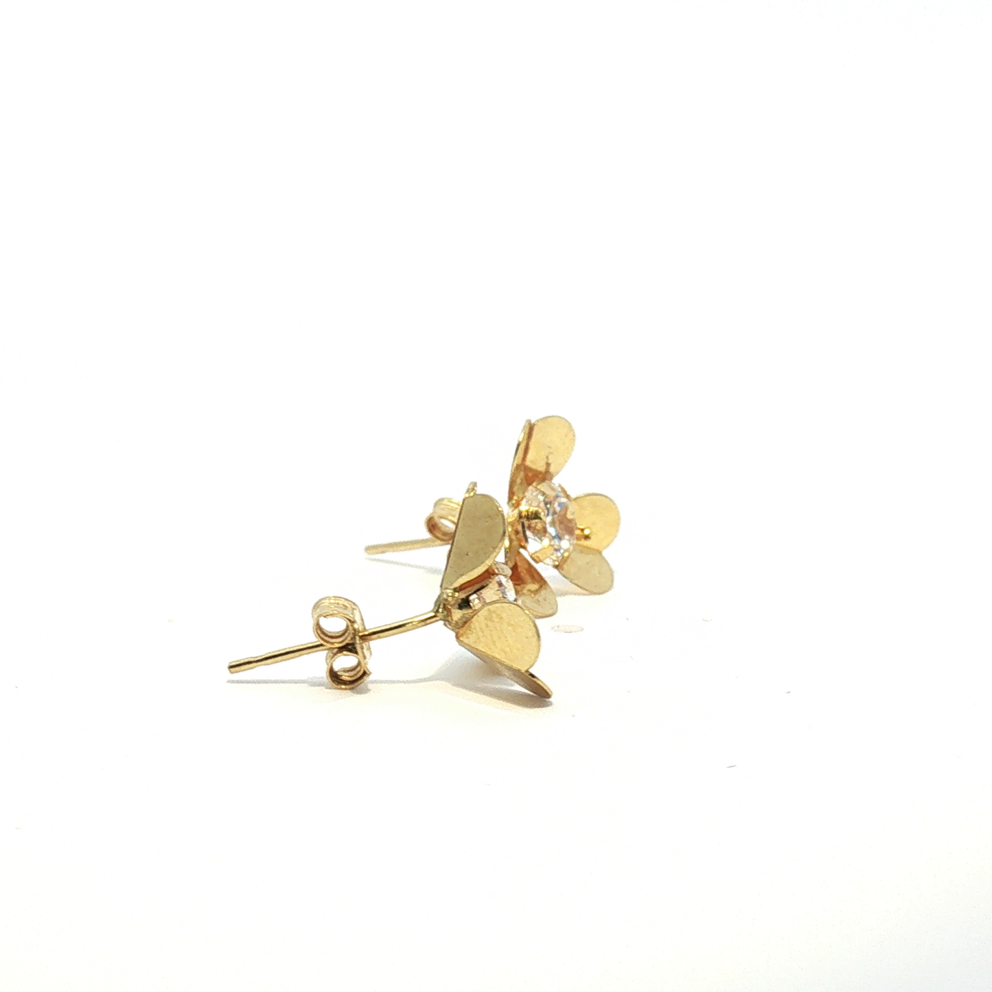 18K Yellow Gold Zircon Flower Stud Earrings