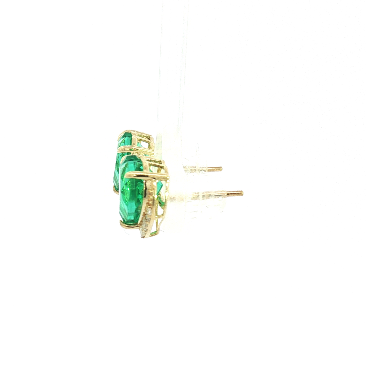 Heart-Shaped Emerald Stud Earrings in Yellow Gold
