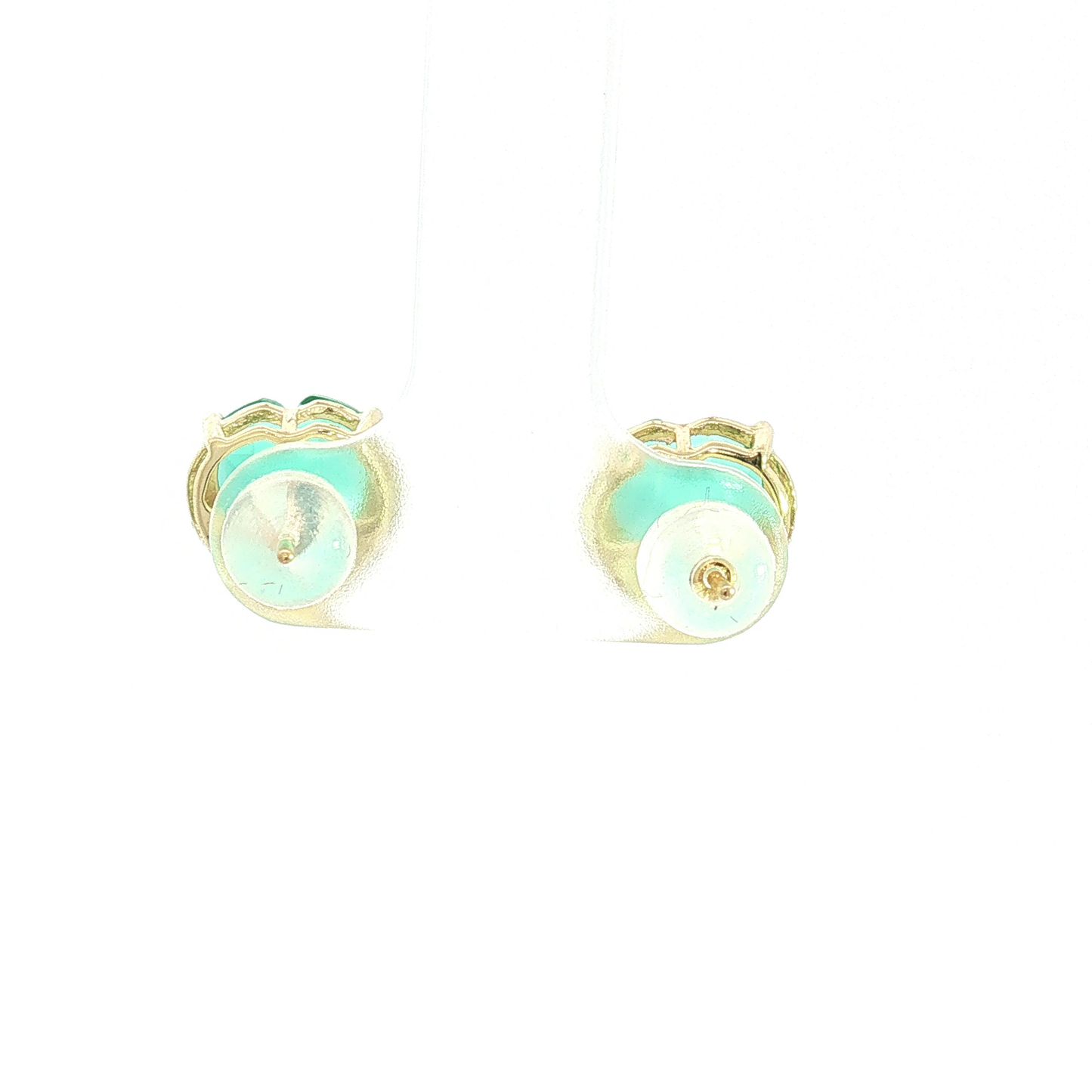 Heart-Shaped Emerald Stud Earrings in Yellow Gold