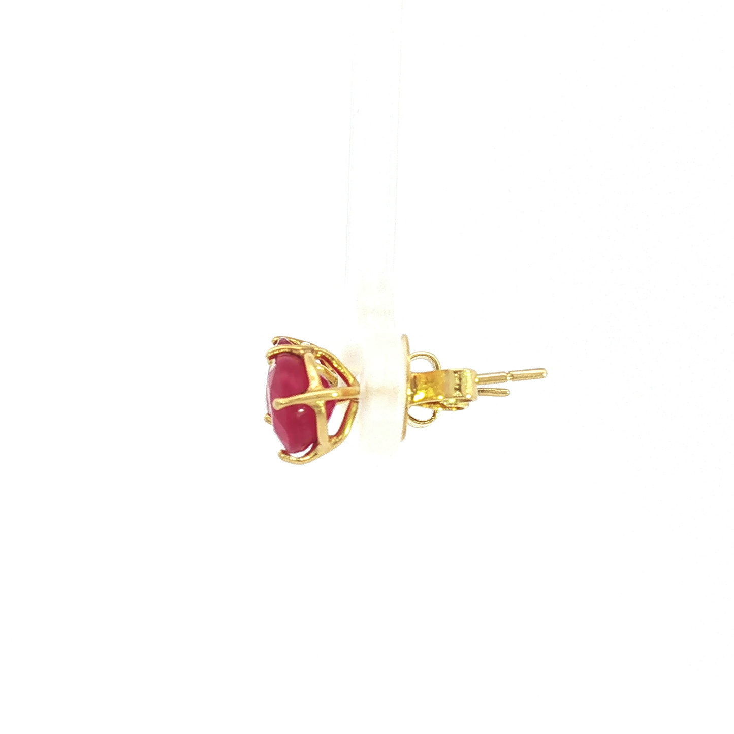 Round Red Ruby Stud Earrings in Yellow Gold