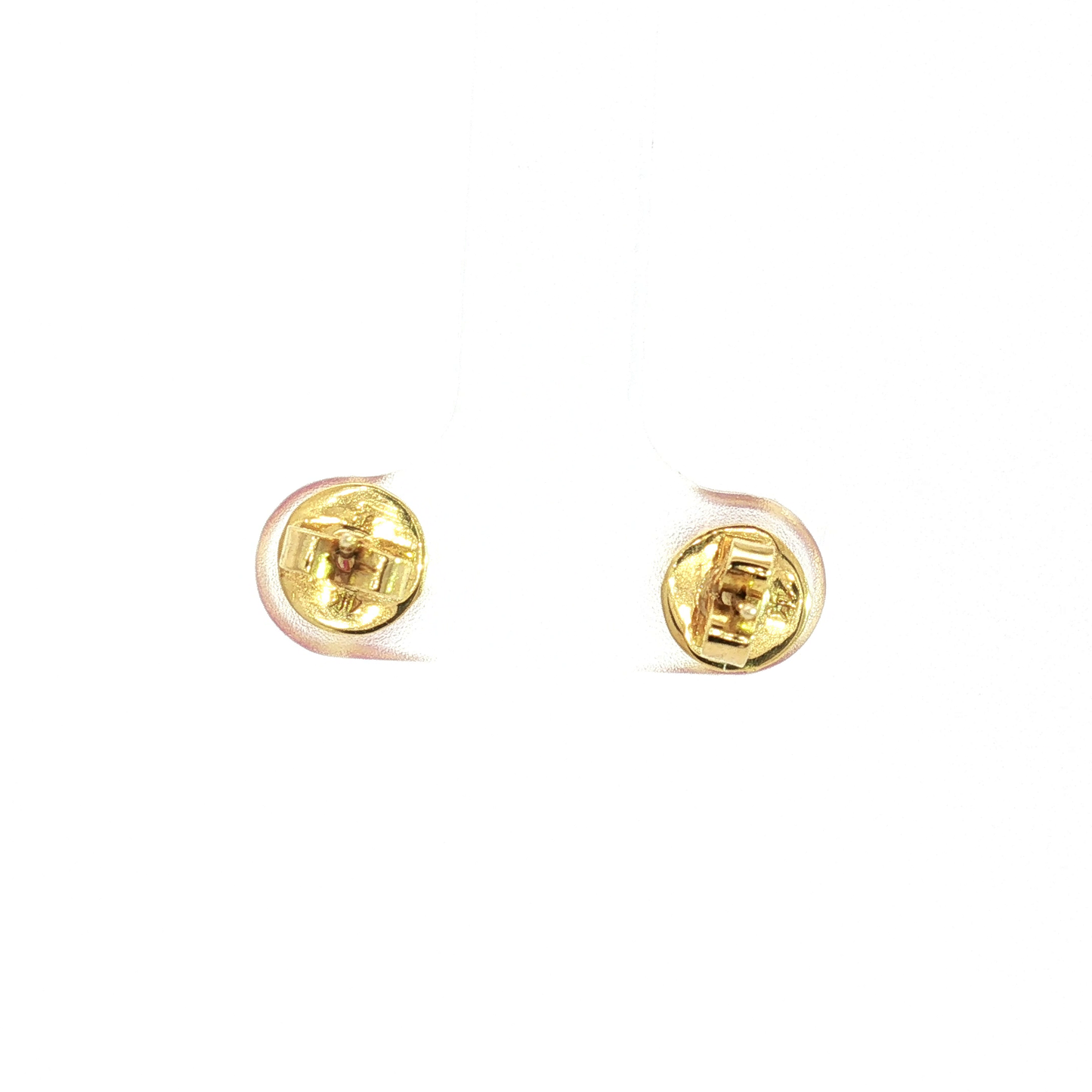 Round Red Ruby Stud Earrings in Yellow Gold