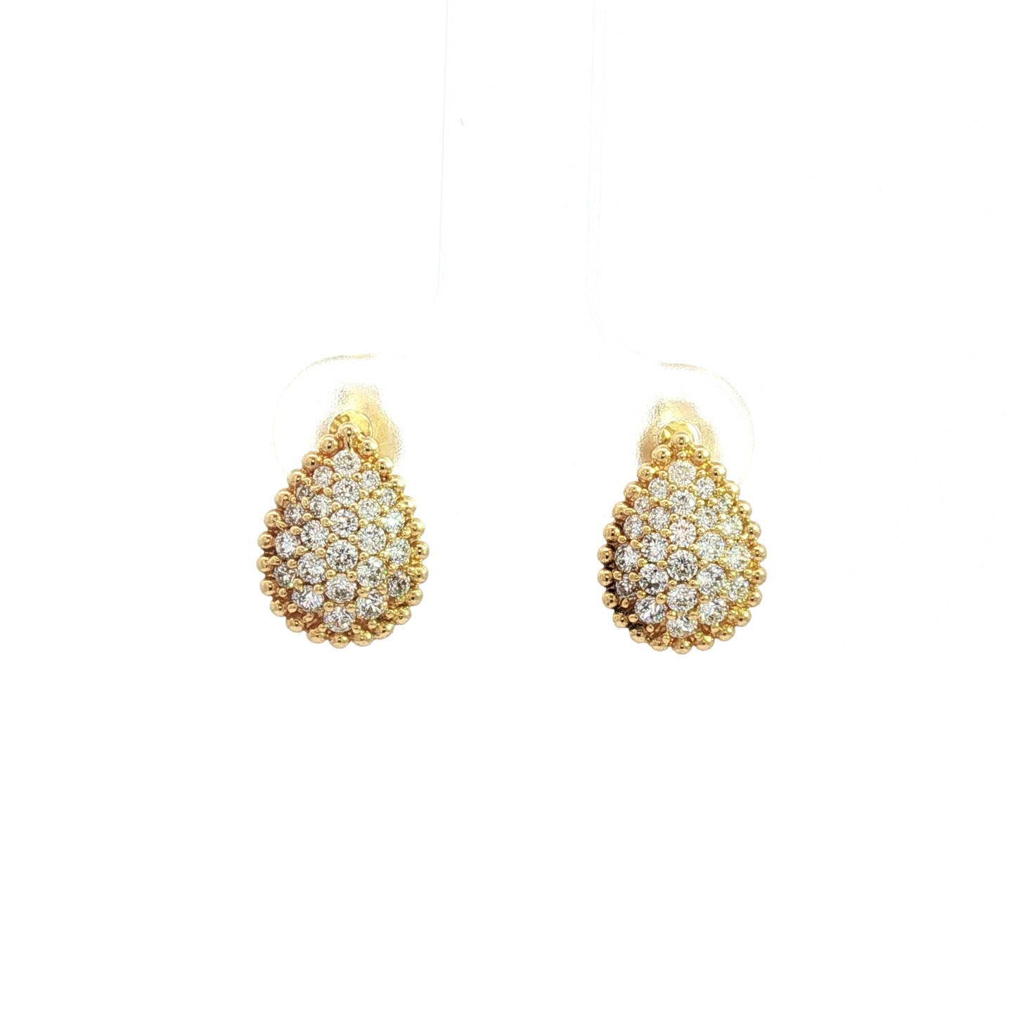 Boucheron Inspired Teardrop Diamond Stud Earrings — Yellow Gold