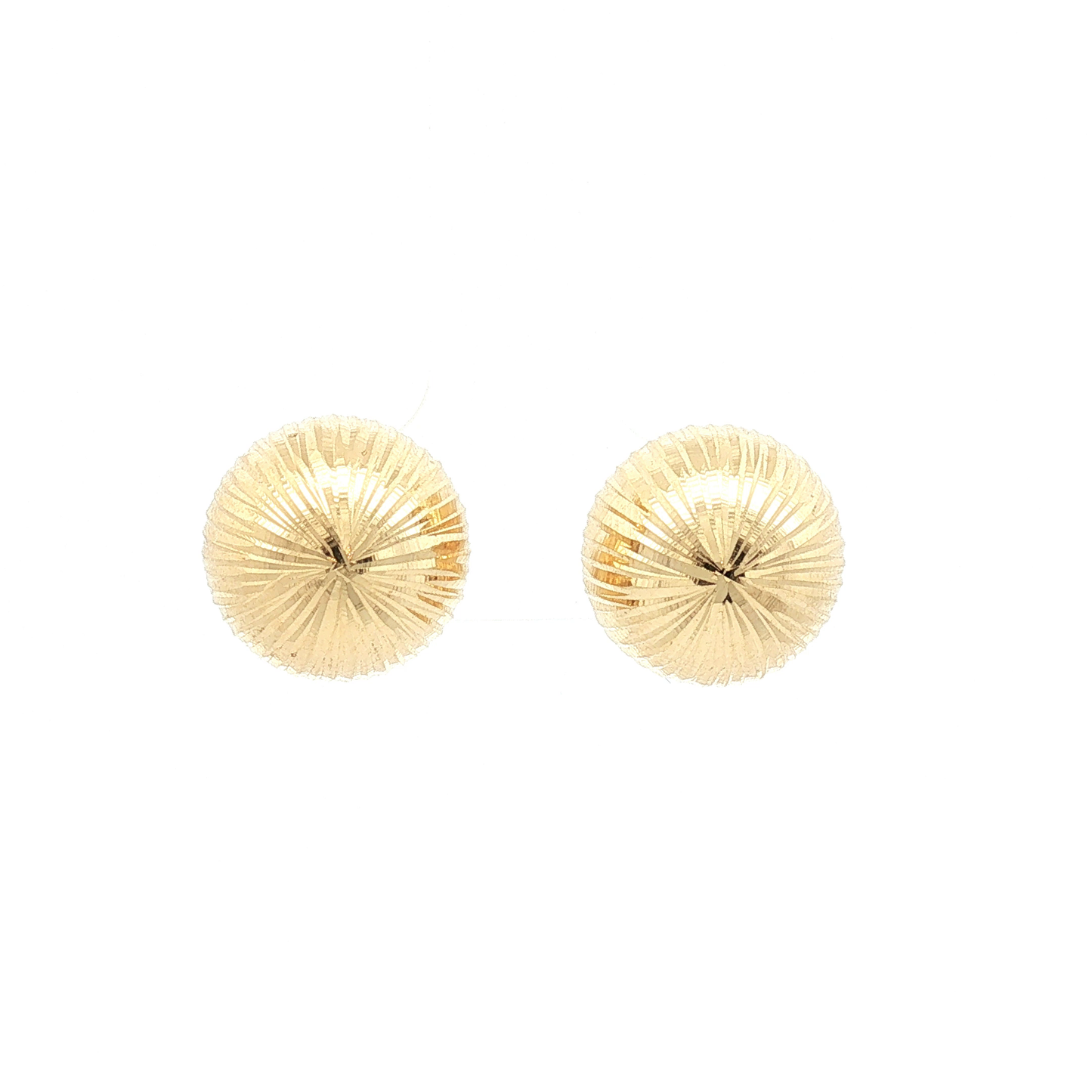 Textured Sunburst Dome Stud Earrings in Yellow Gold