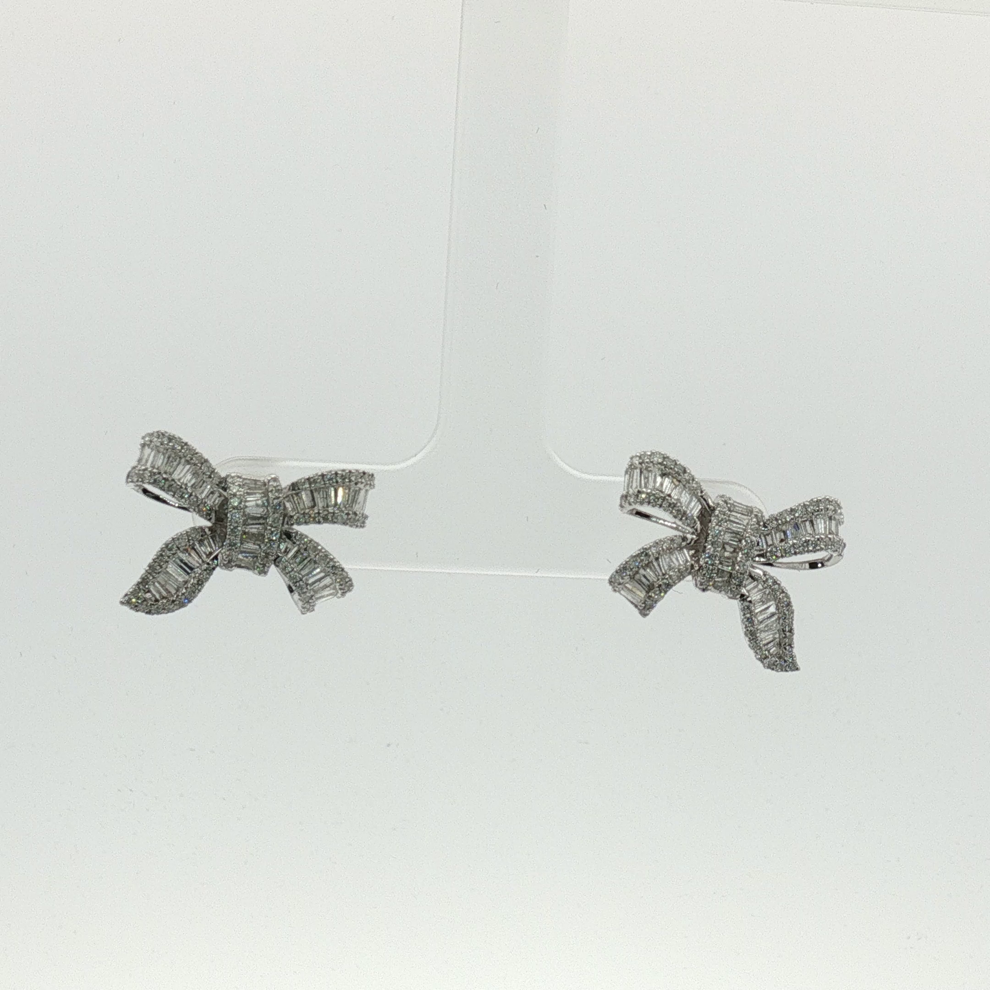 Diamond Bow Stud Earrings in White Gold