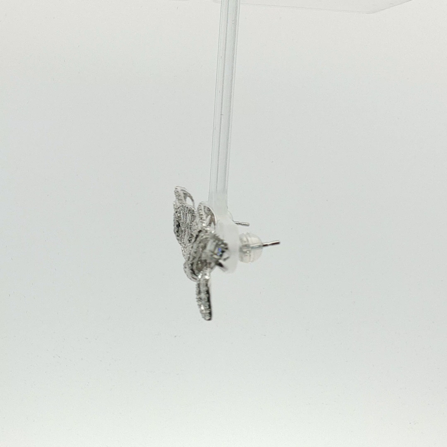 Diamond Bow Stud Earrings in White Gold