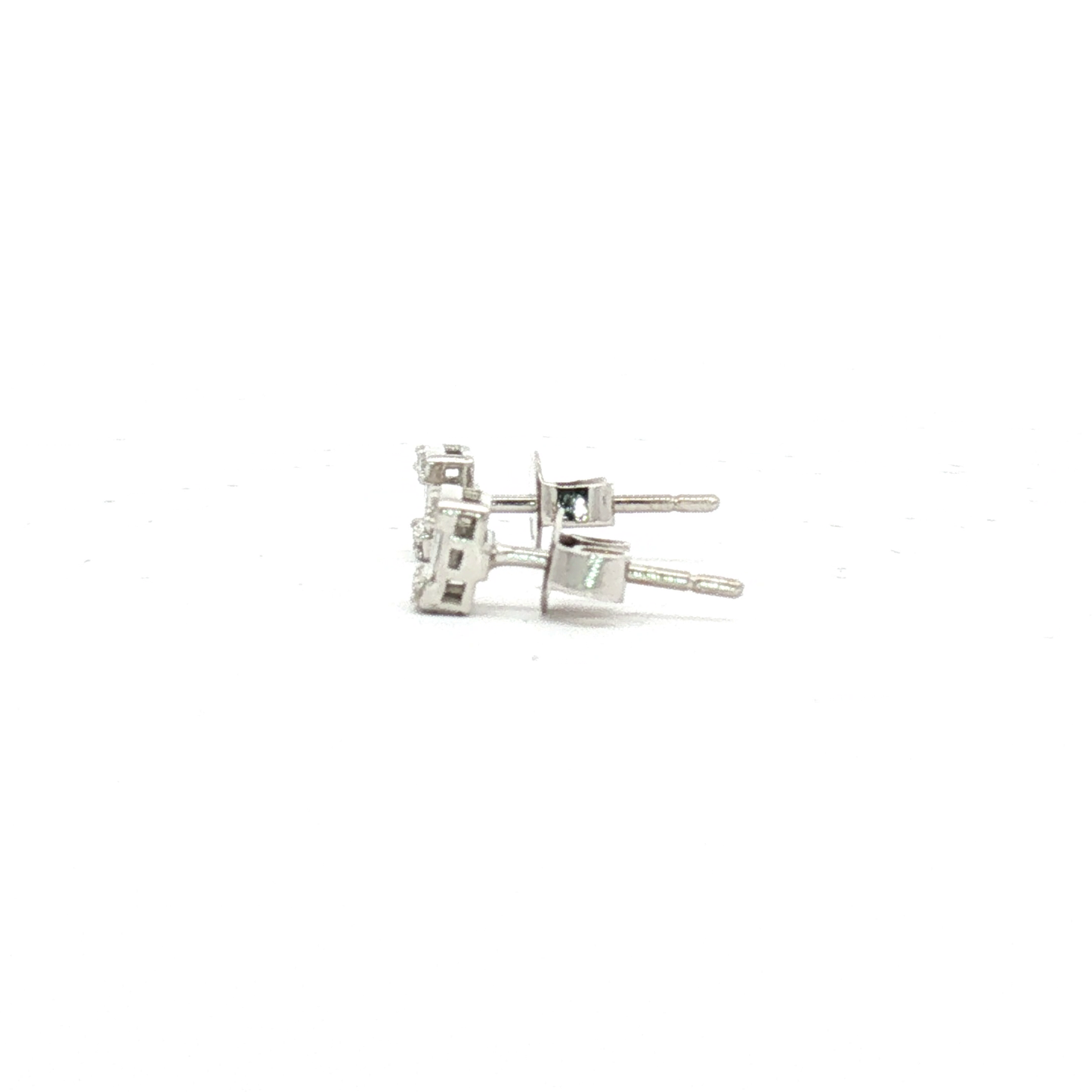 Rectangular Baguette Diamond Stud Earrings in White Gold