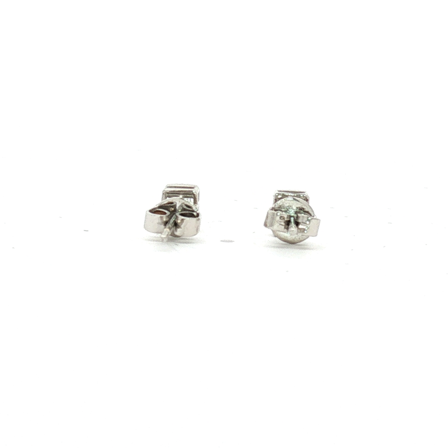 Rectangular Baguette Diamond Stud Earrings in White Gold