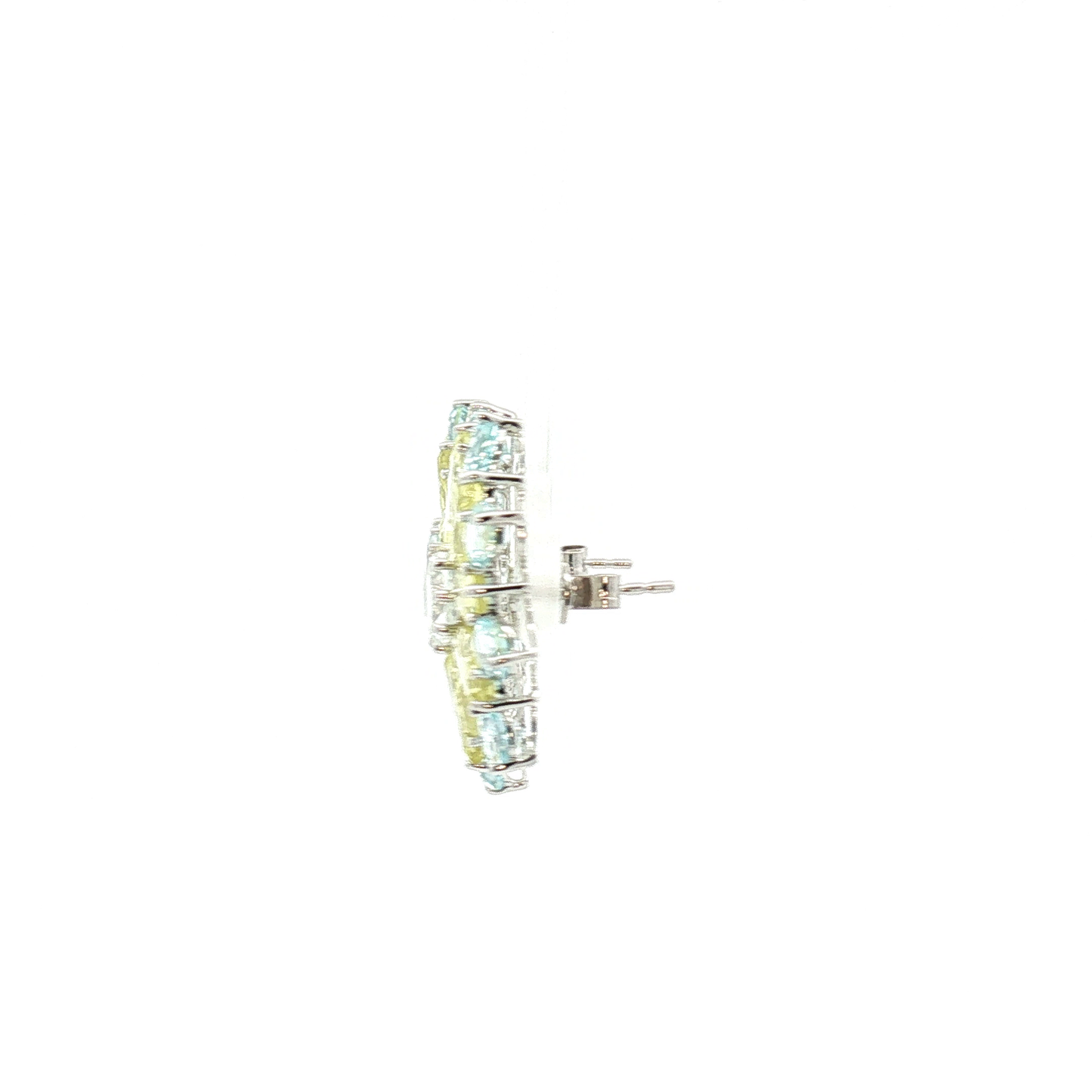 Floral Beryl Cluster Earrings in White Gold