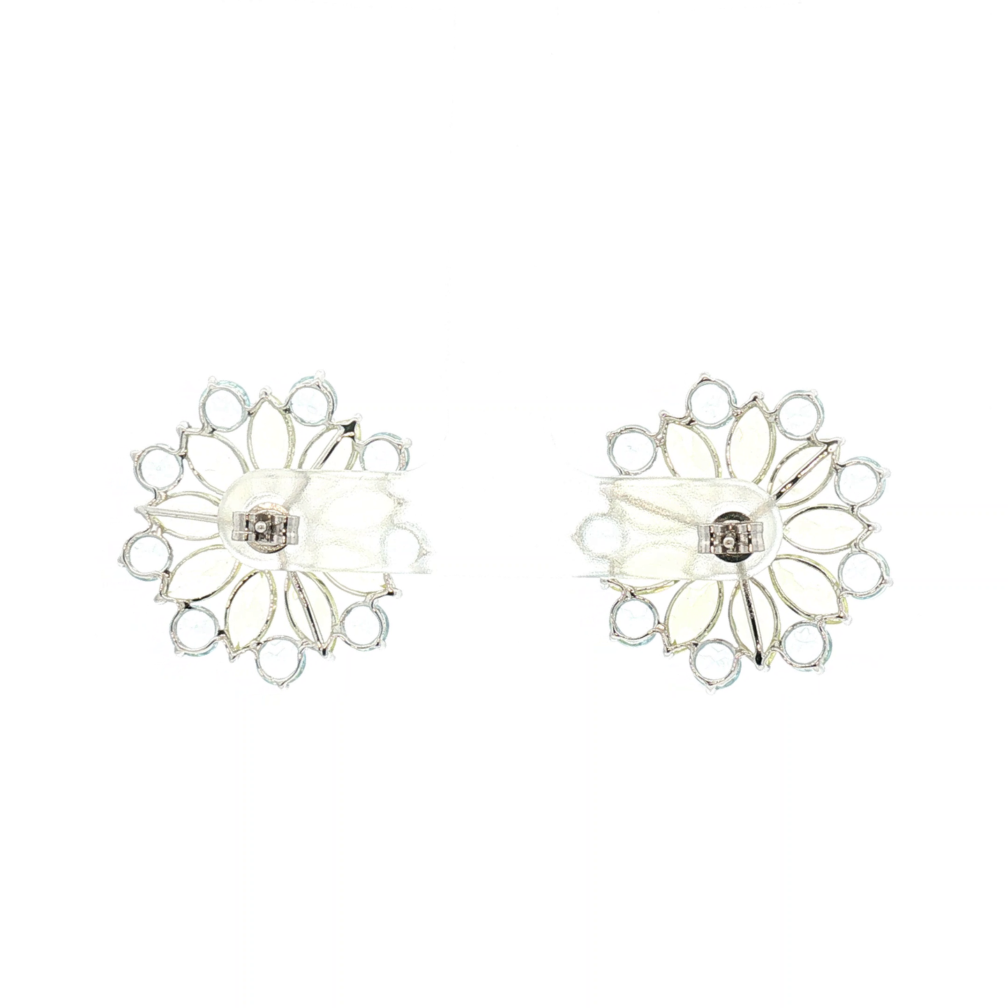 Floral Beryl Cluster Earrings in White Gold