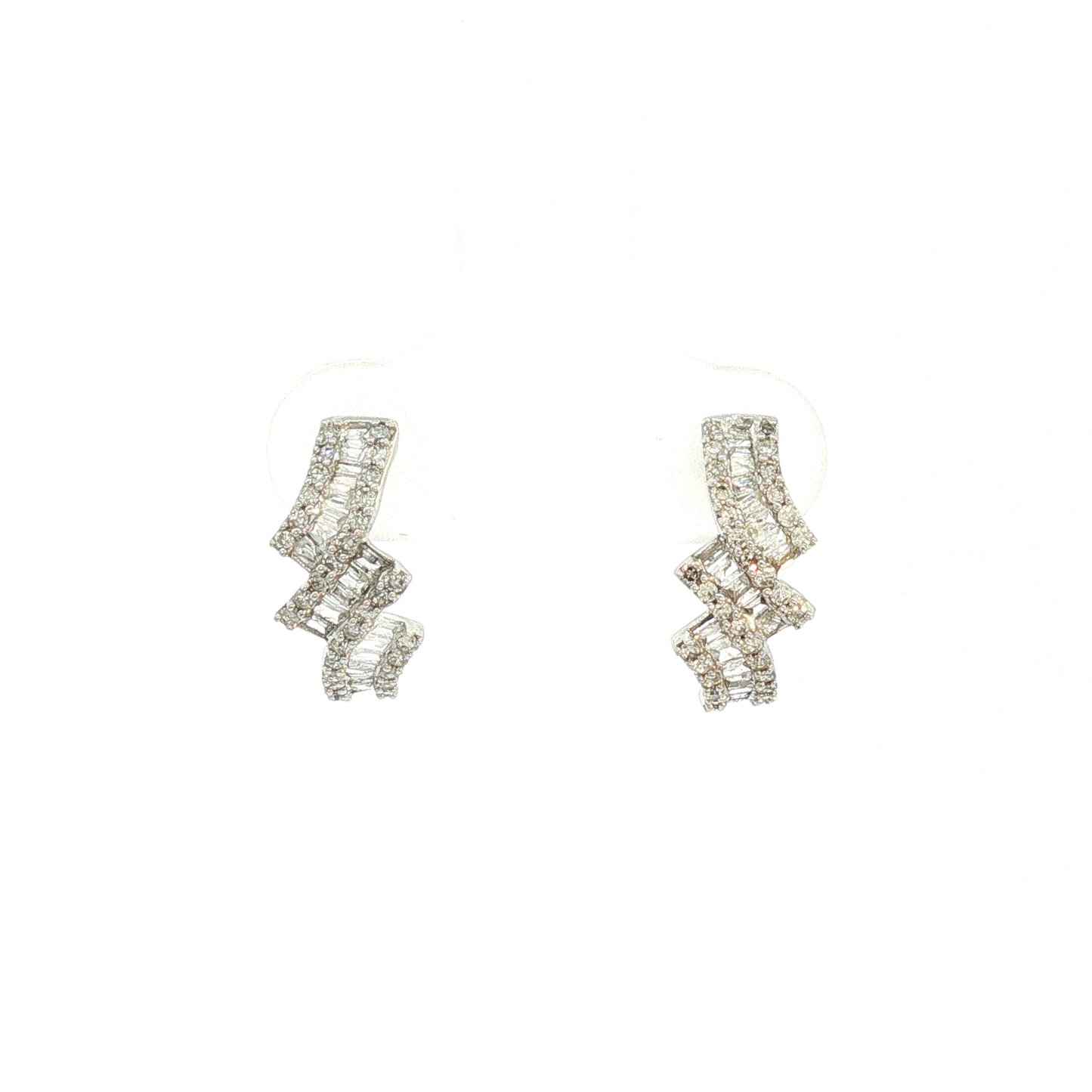 Renee Dia Diamond Ribbon Drop Earrings in White Gold