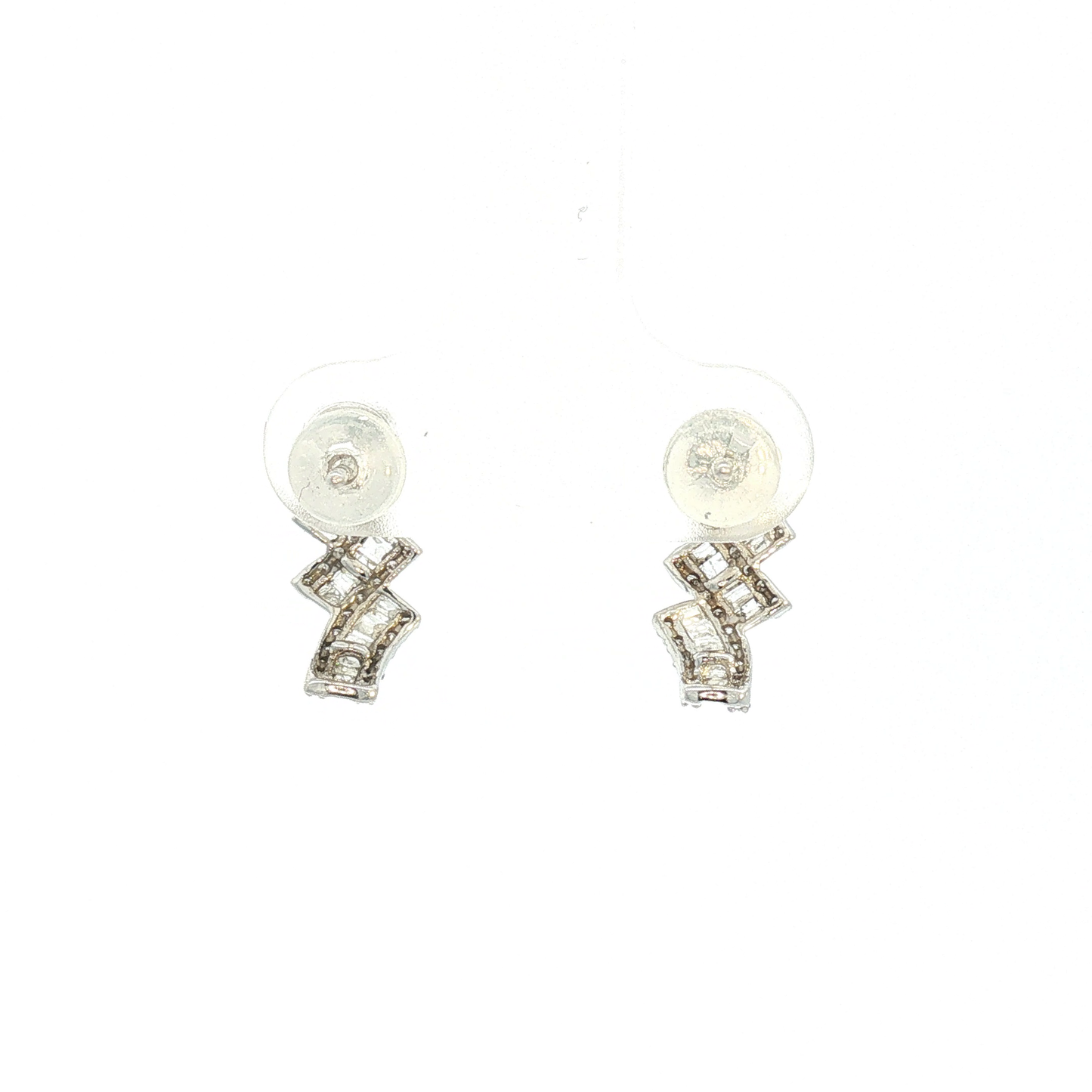Renee Dia Diamond Ribbon Drop Earrings in White Gold